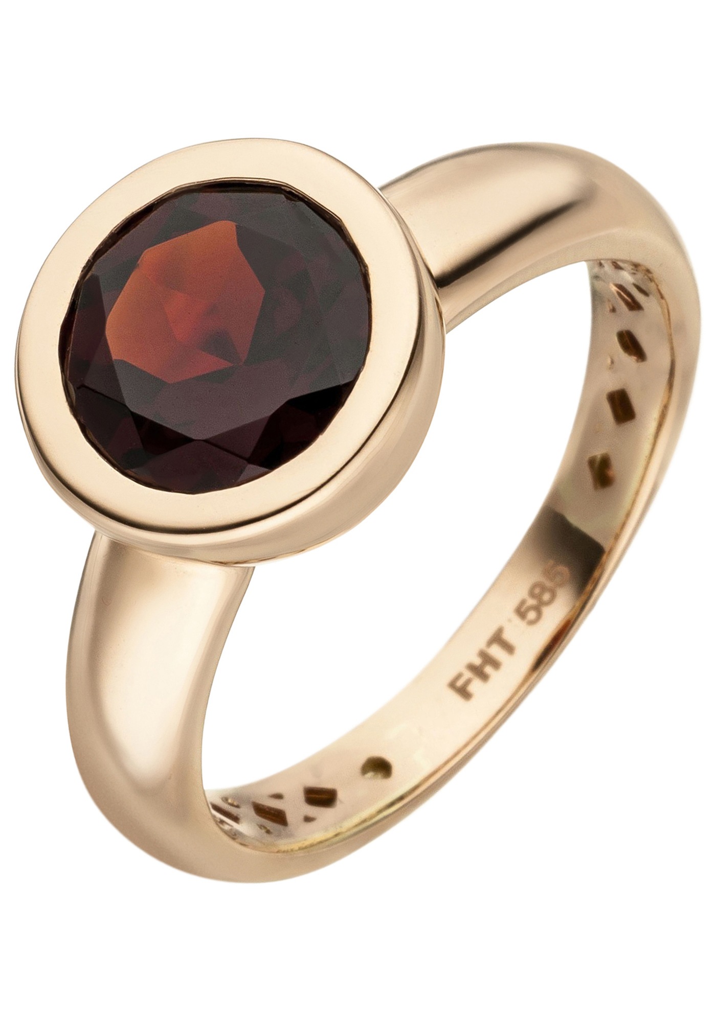 JOBO Goldring 585 Roségold mit 1 Granat