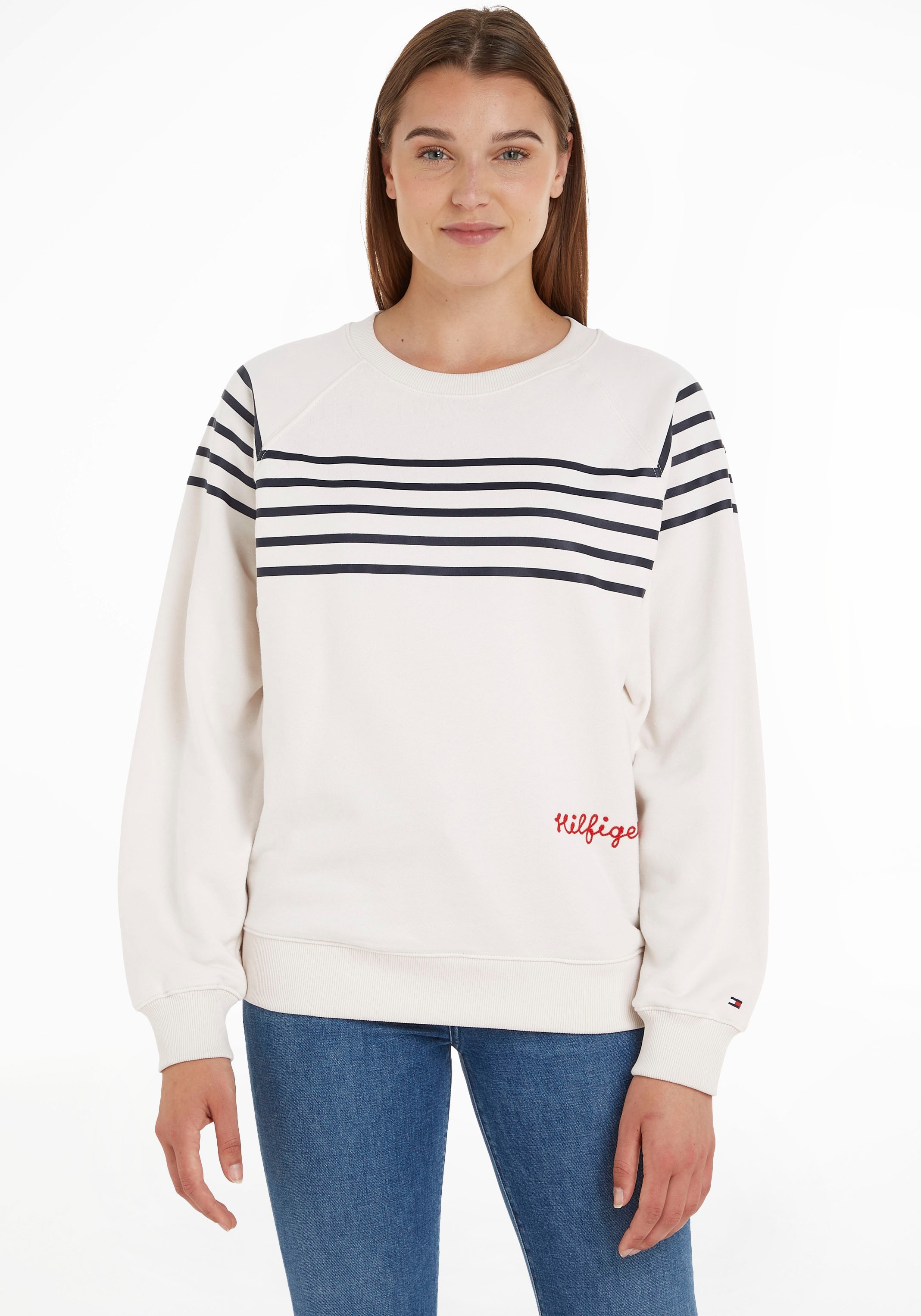 Tommy Hilfiger Sweatshirt »RLX RAG STRIPE EMB C-NK SWTSHRT«, mit TH-Stickereien  shoppen | I\'m walking | Sweatshirts