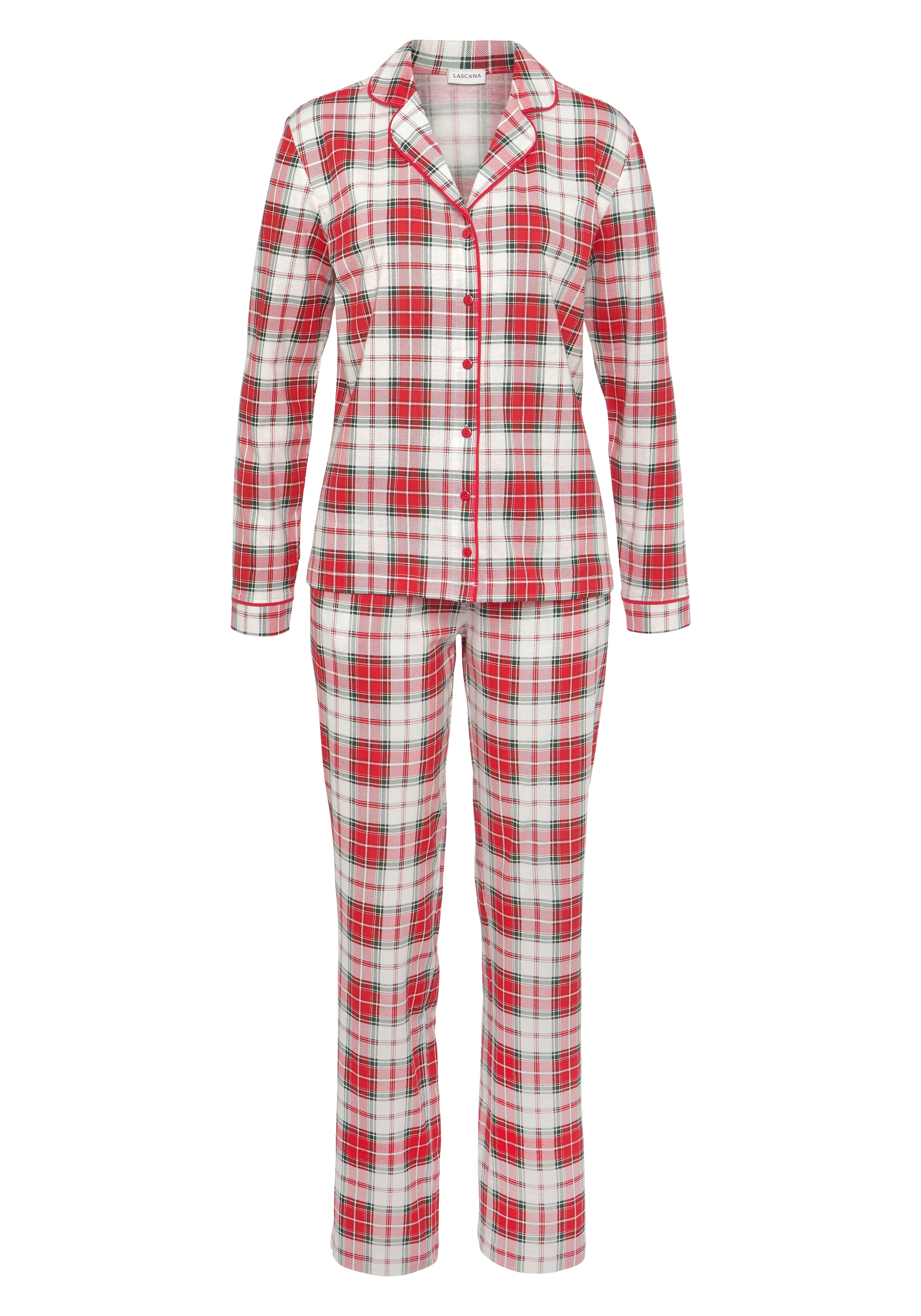 LASCANA Schlafanzug, (3 Karodruck tlg., mit & Rechnung incl. bestellen Schlafmaske), auf Wäsche