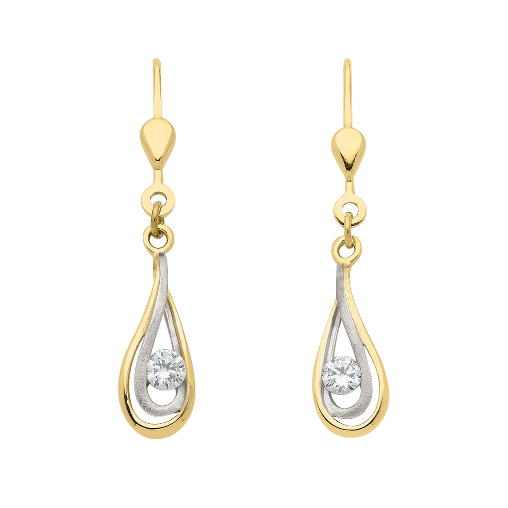 Adelia´s Paar Ohrhänger 333 Gold Ohrringe Ohrhänger mit Zirkonia Goldschmuck für Damen