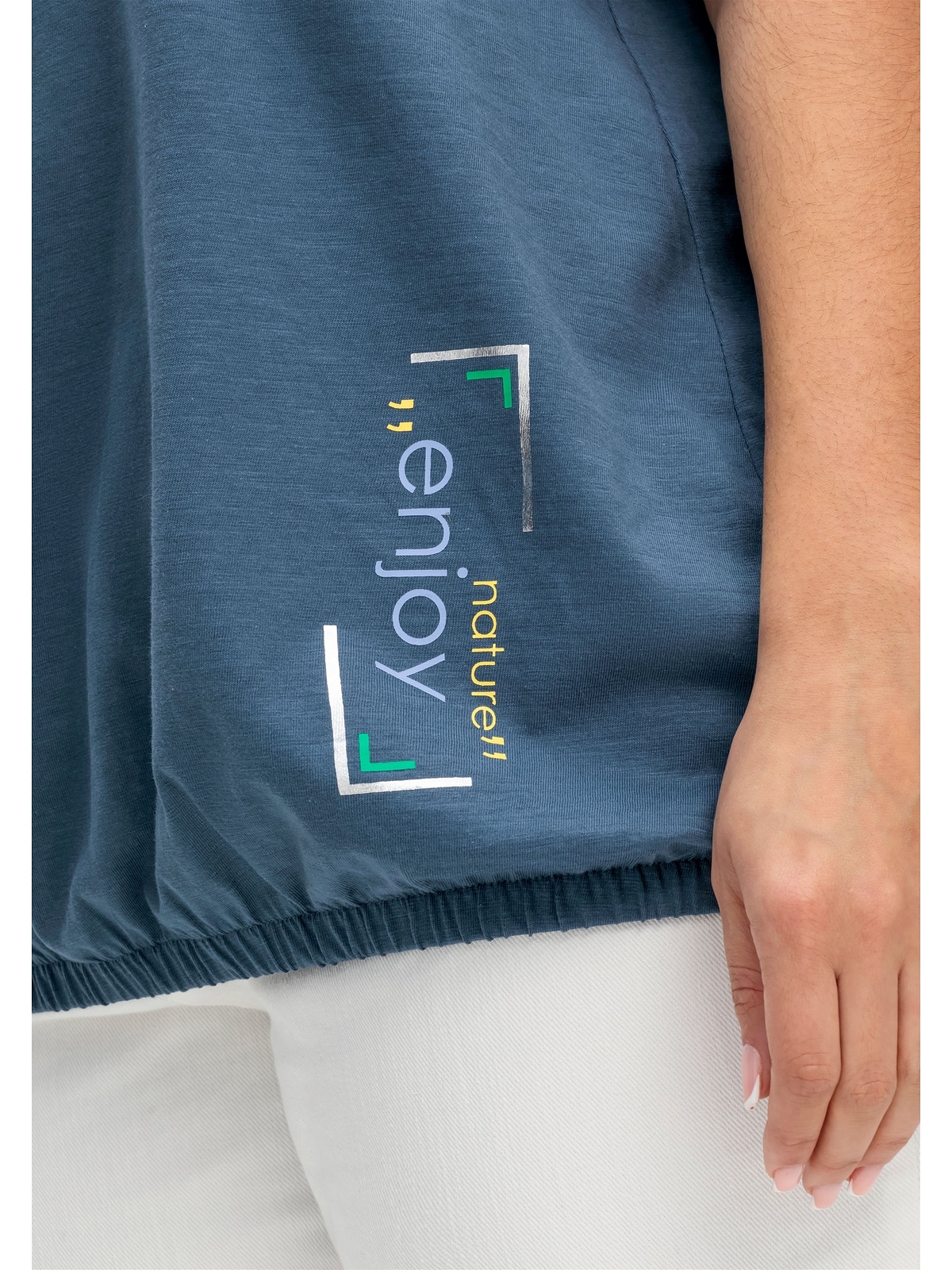 Sheego T-Shirt »Große Größen«, mit gestreifter Rippblende und Gummizugbund  shoppen
