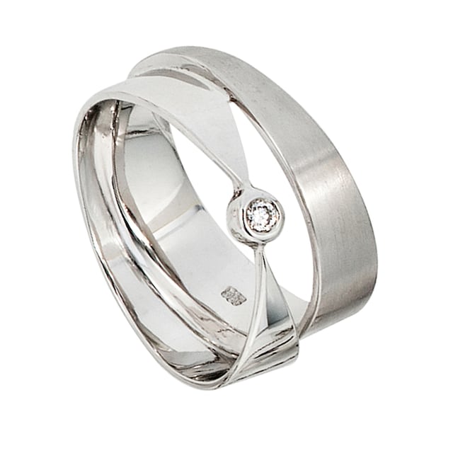 JOBO Fingerring »Breiter Ring mit Diamant«, 585 Weißgold kaufen | I'm  walking