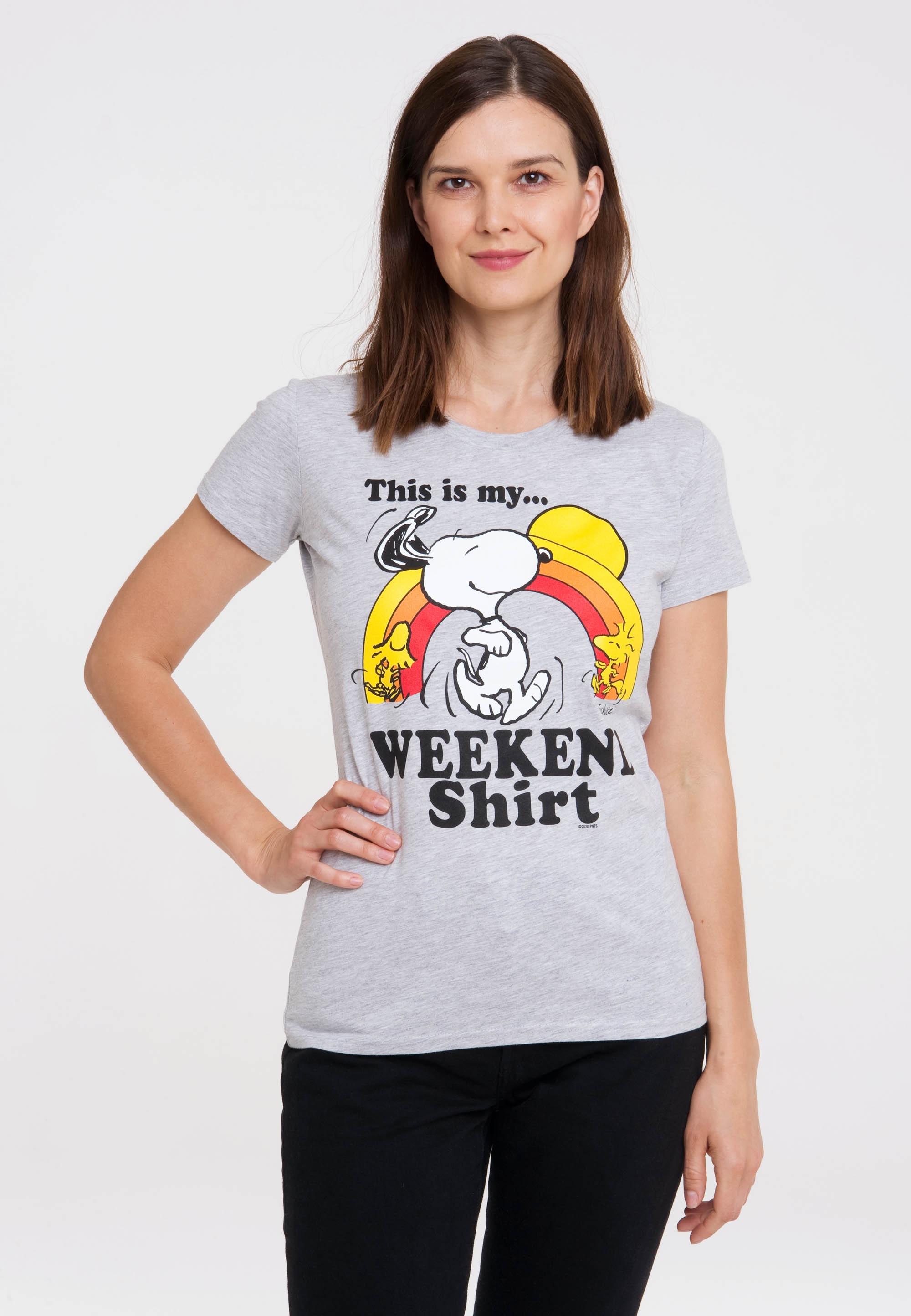 Originaldesign lizenziertem »Peanuts walking & Snoopy Woodstock | - mit LOGOSHIRT I\'m Weekend«, T-Shirt - shoppen