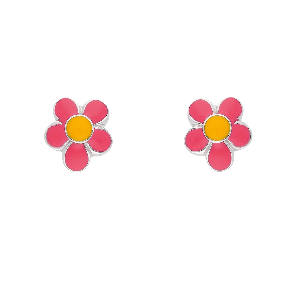 Adelia´s Paar Ohrhänger 925 Silber Ohrringe Ohrstecker Blüte - rosa Silberschmuck für Damen