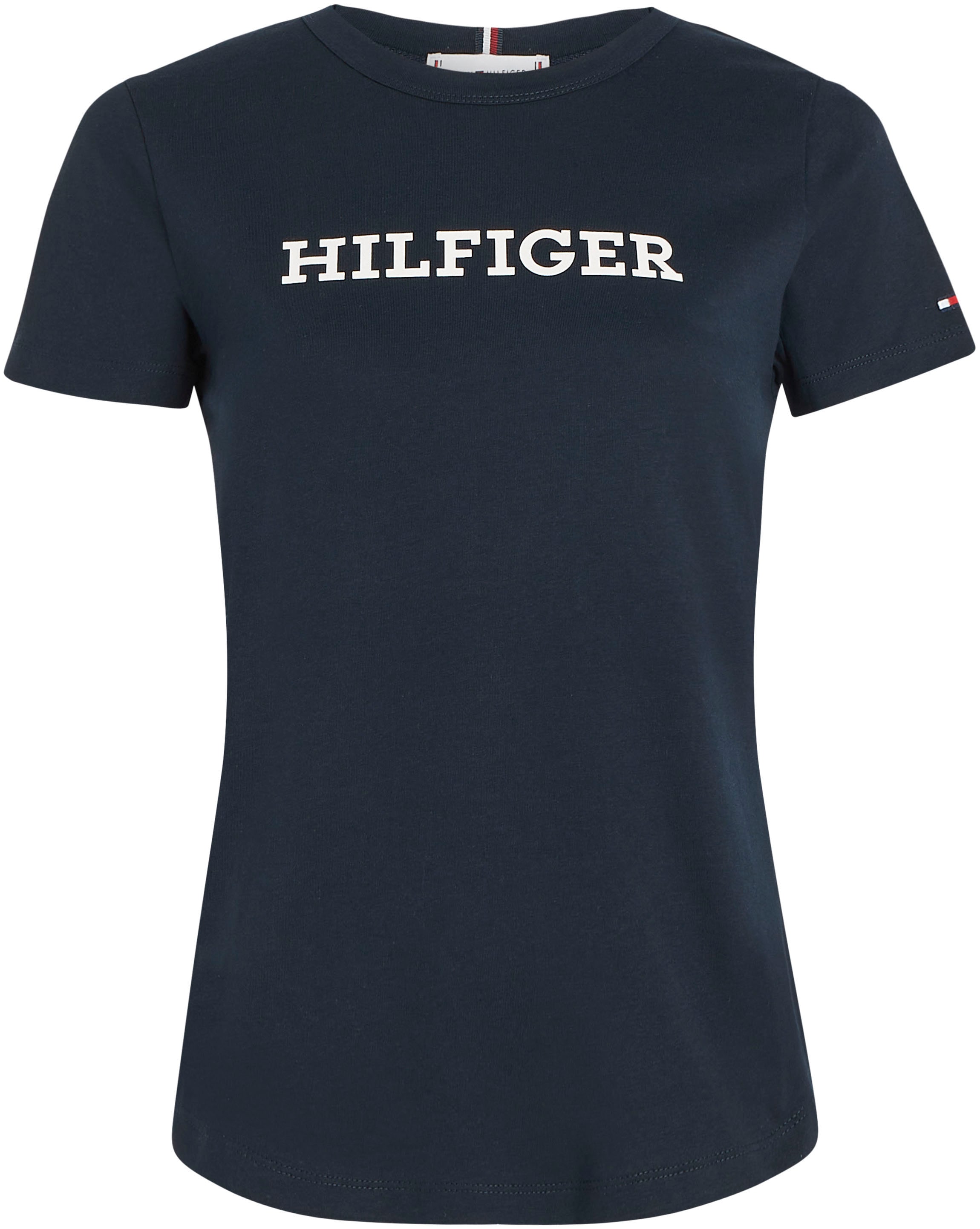 Tommy Hilfiger Rundhalsshirt »SLIM MONOTYPE Hilfiger Flag online Logo-Schriftzug mit PRINT | I\'m & SS«, walking C-NK