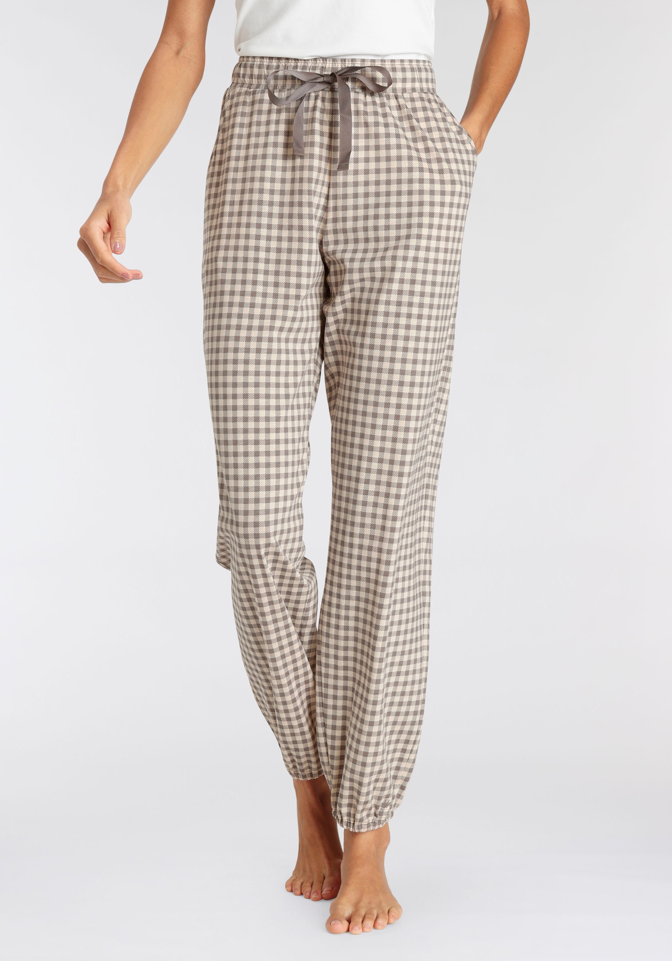 bestellen Triumph Pyjamahose seitlichen auf Rechnung Wäsche mit kartiert Taschen Schlafhose, &