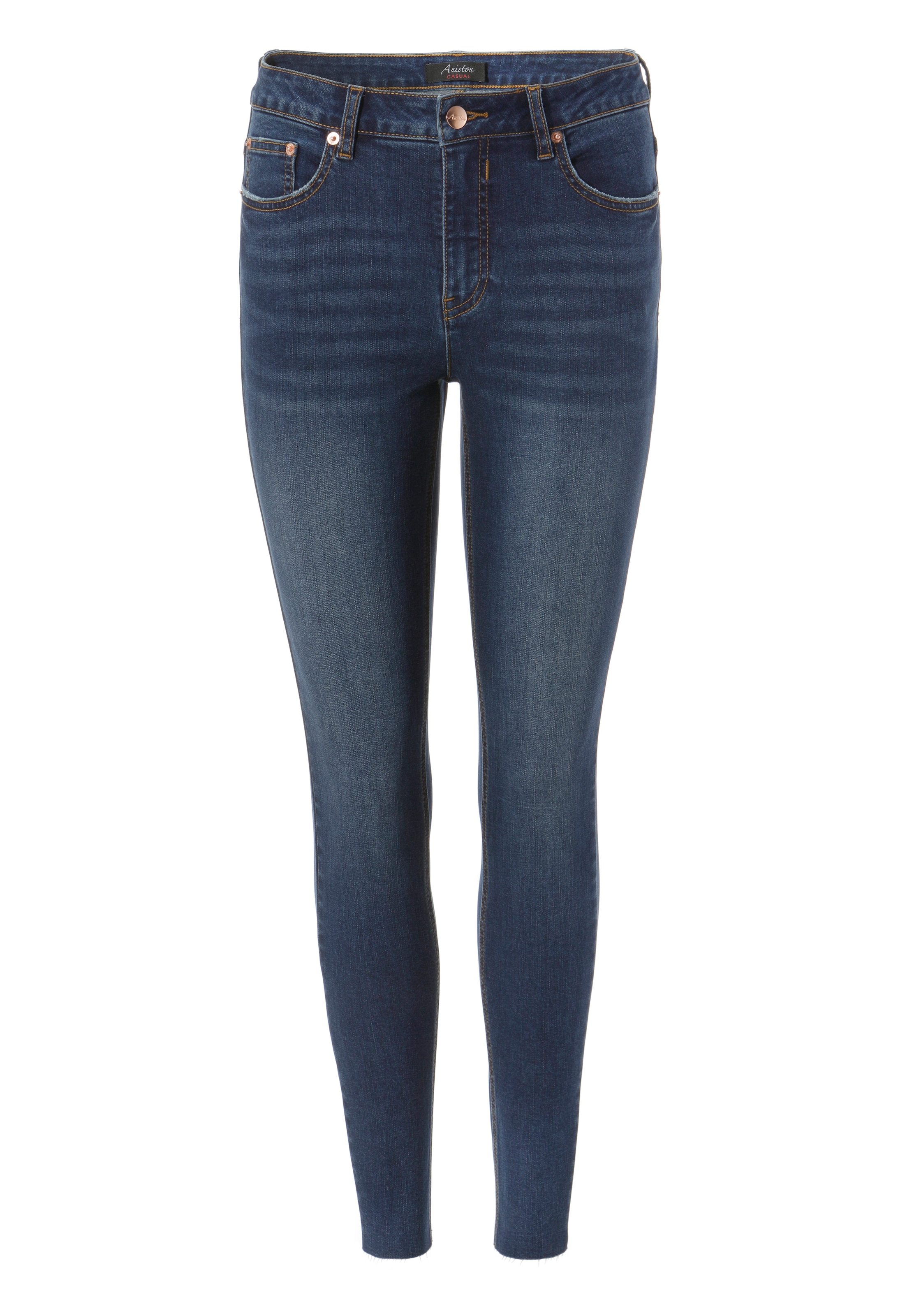 Aniston CASUAL Skinny-fit-Jeans, walking waist I\'m regular - mit | ausgefransten Beinabschluss online
