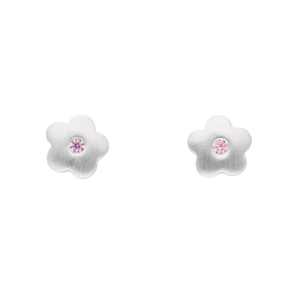 Adelia´s Paar Ohrhänger 925 Silber Ohrringe Ohrstecker Blüte mit Zirkonia Silberschmuck für Damen
