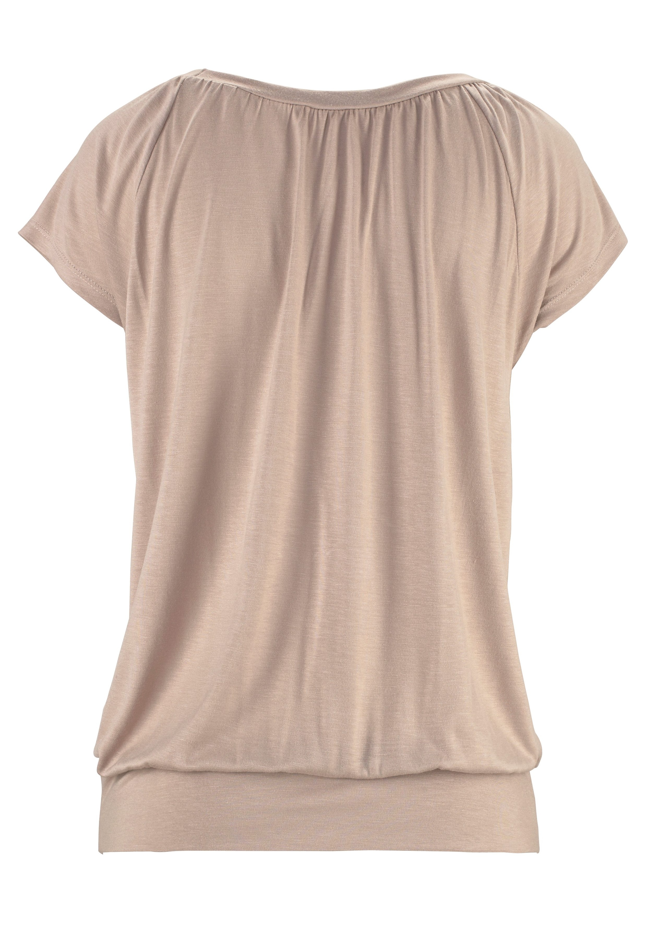 LASCANA V-Shirt, mit breitem Gummizugbund, Basic mit kaufen V-Ausschnitt, T-Shirt