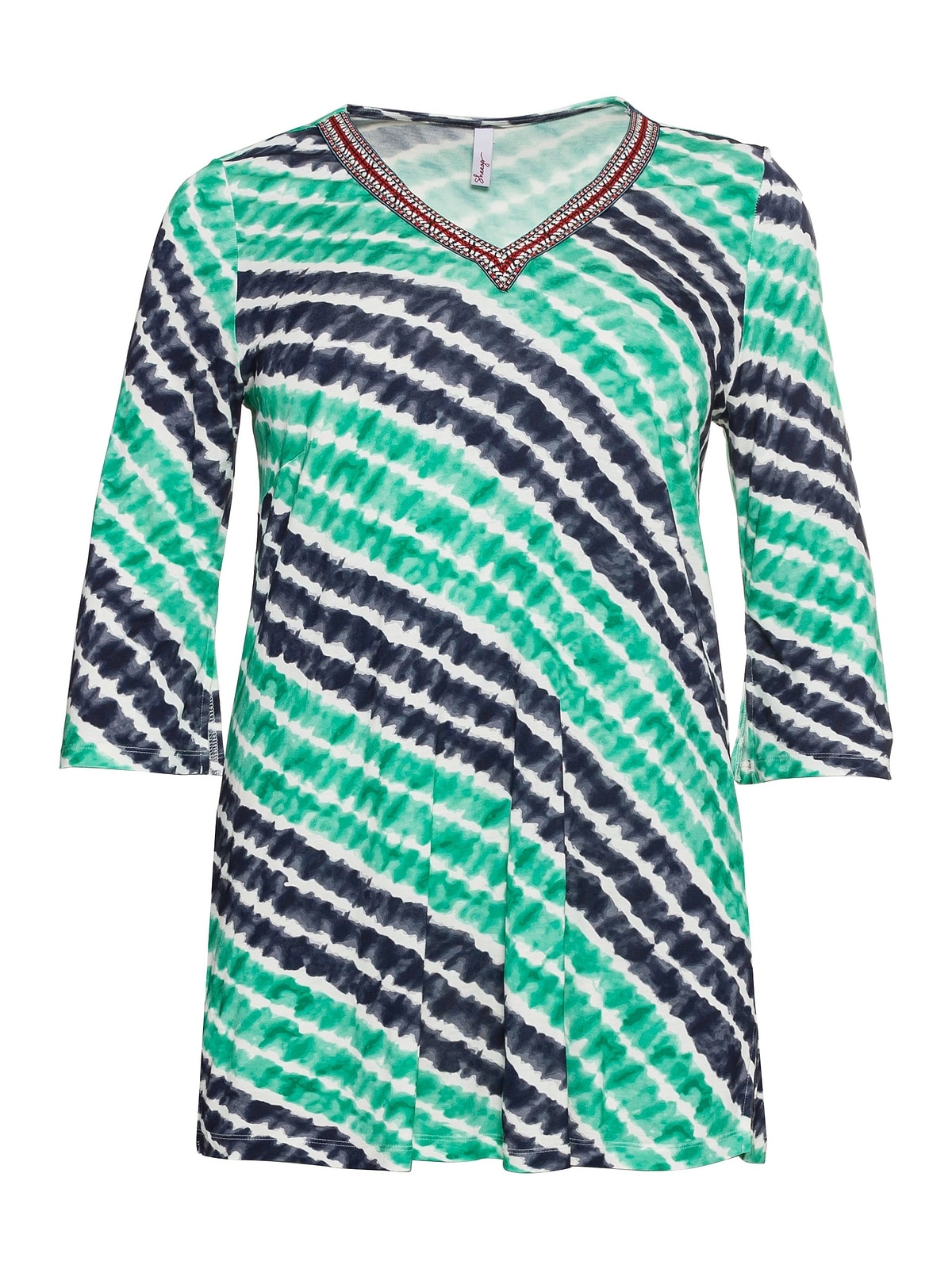 Sheego Longshirt »Große Größen«, mit Batik-Streifen und Trompetenärmeln  online | I\'m walking | V-Shirts