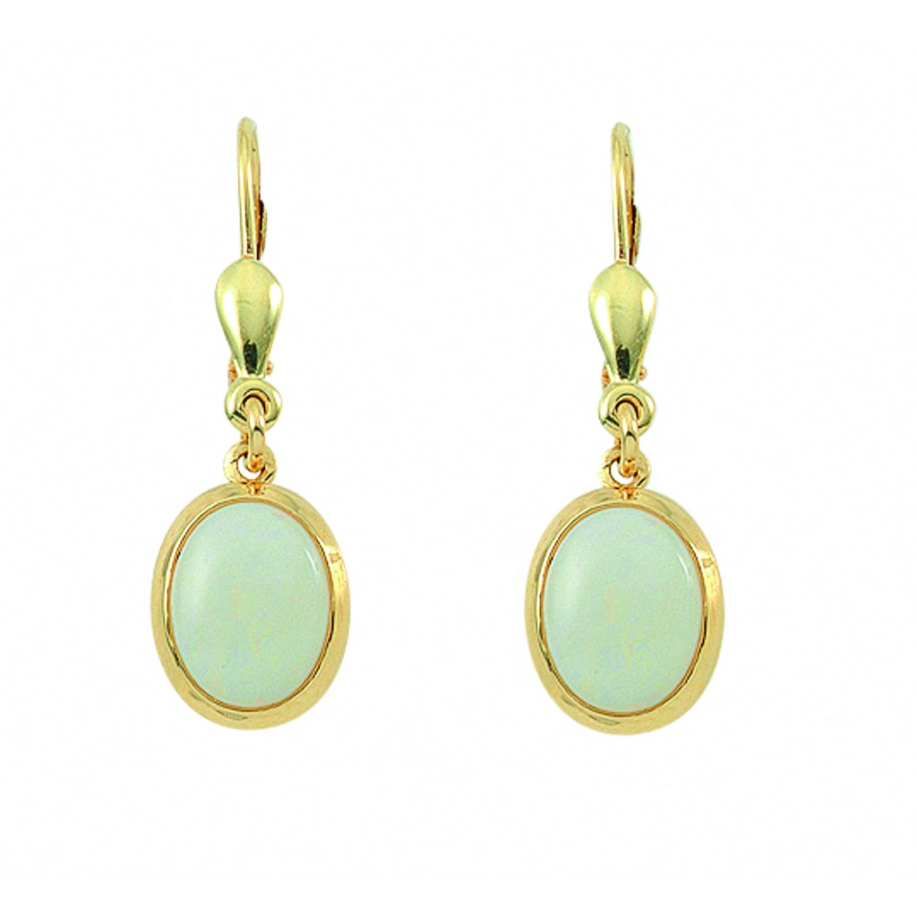Adelia´s Paar Ohrhänger Damen Goldschmuck 1 Paar 585 Gold Ohrringe /  Ohrhänger mit Opal 585 Gold Goldschmuck für Damen