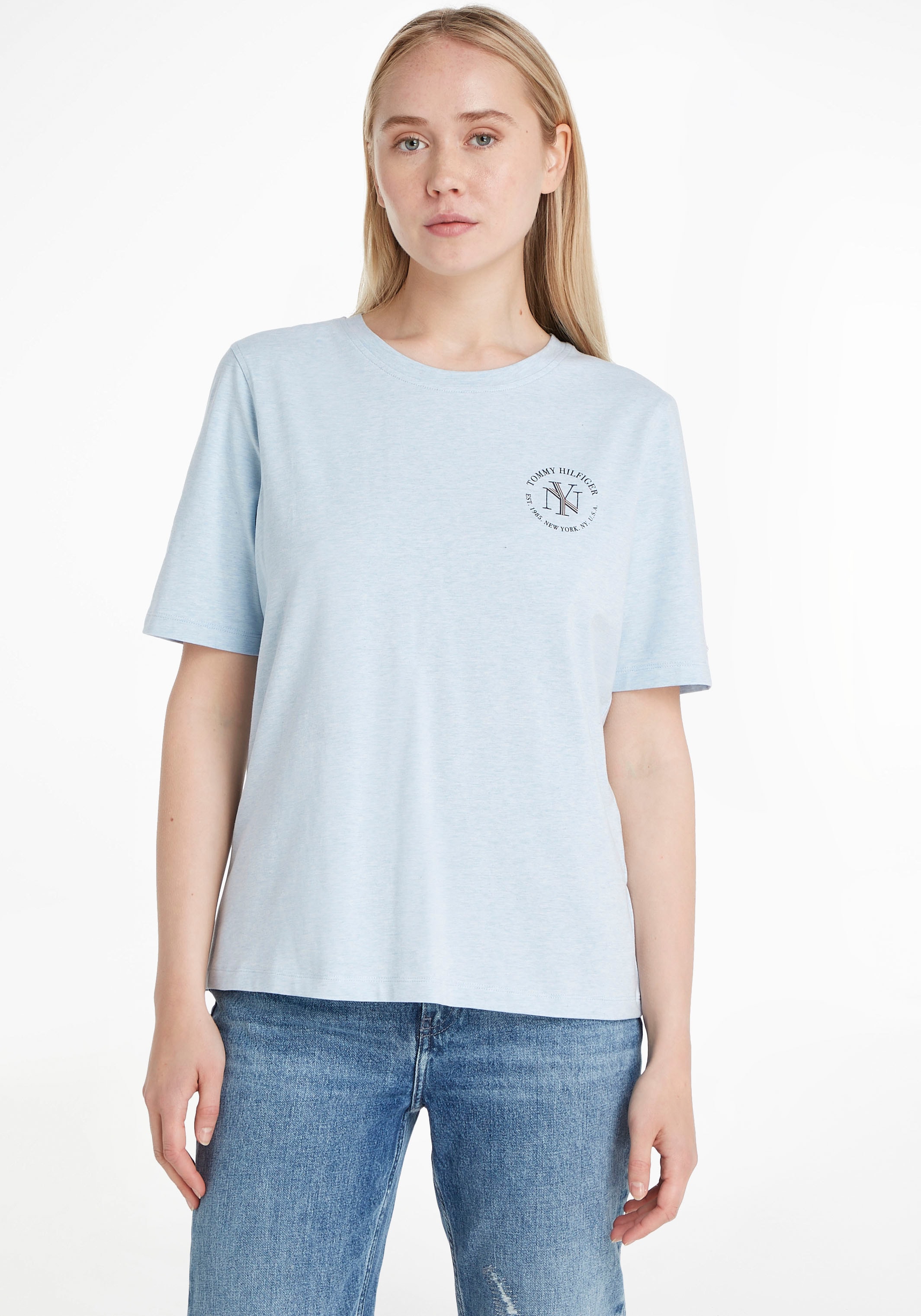 Tommy Hilfiger T-Shirt »REG NYC kaufen Markenlabel Hilfiger mit SS«, I\'m walking | C-NK Tommy ROUNDALL