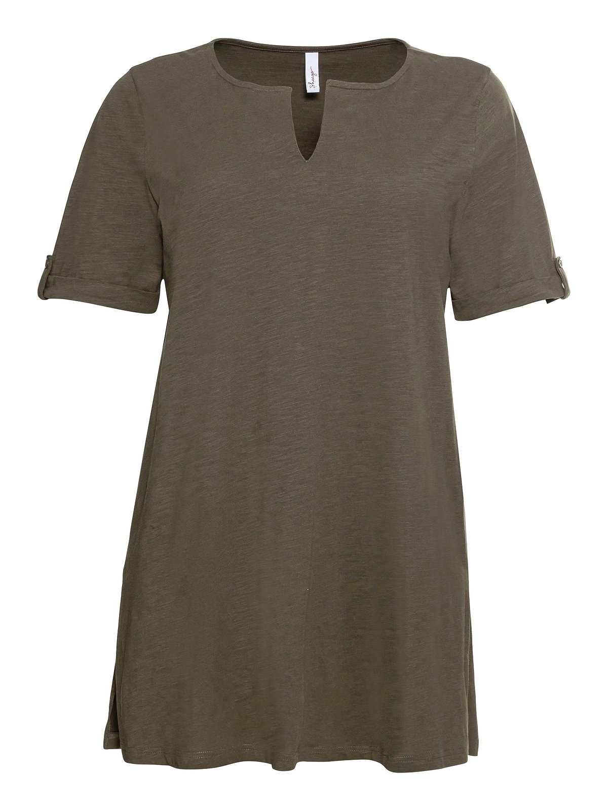 Sheego Longshirt »Große Größen«, mit geschlitztem Ausschnitt online | V-Shirts