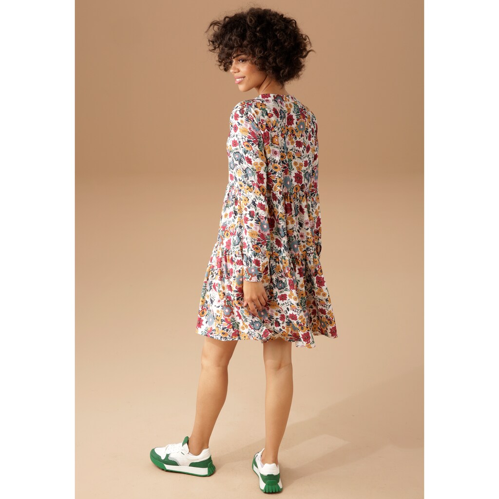 Aniston CASUAL Blusenkleid, mit farbenfrohem Blumendruck - NEUE KOLLEKTION
