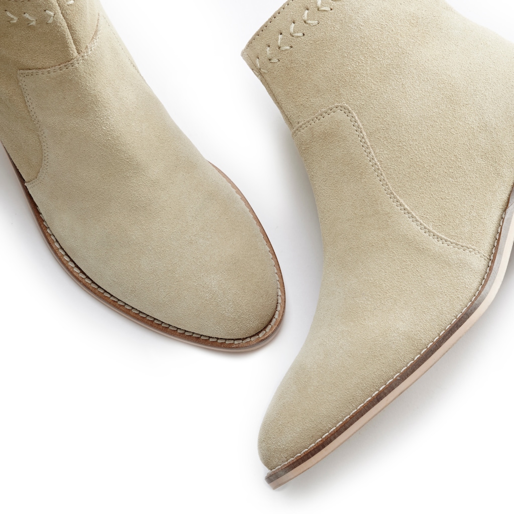 LASCANA Cowboy Stiefelette, Western-Stiefelette, Ankle Boots aus Veloursleder