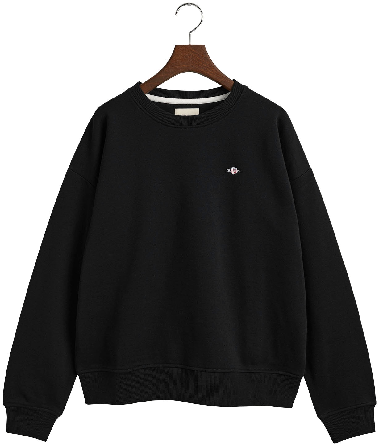 Gant Sweatshirt »REL SHIELD | der I\'m C-NECK Logostickerei walking kleinen mit shoppen Brust SWEAT«, einer auf