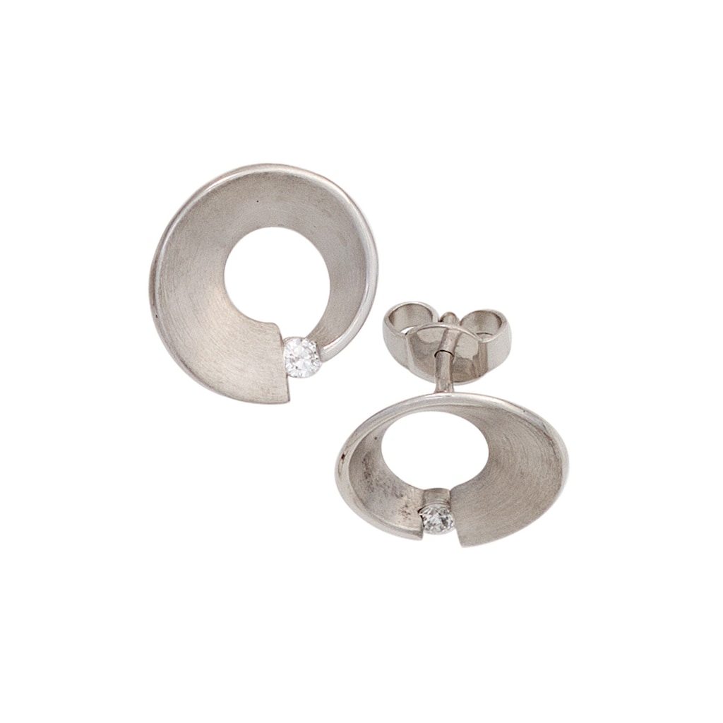 JOBO Paar Ohrstecker Ohrringe mit Diamanten 585 Weißgold