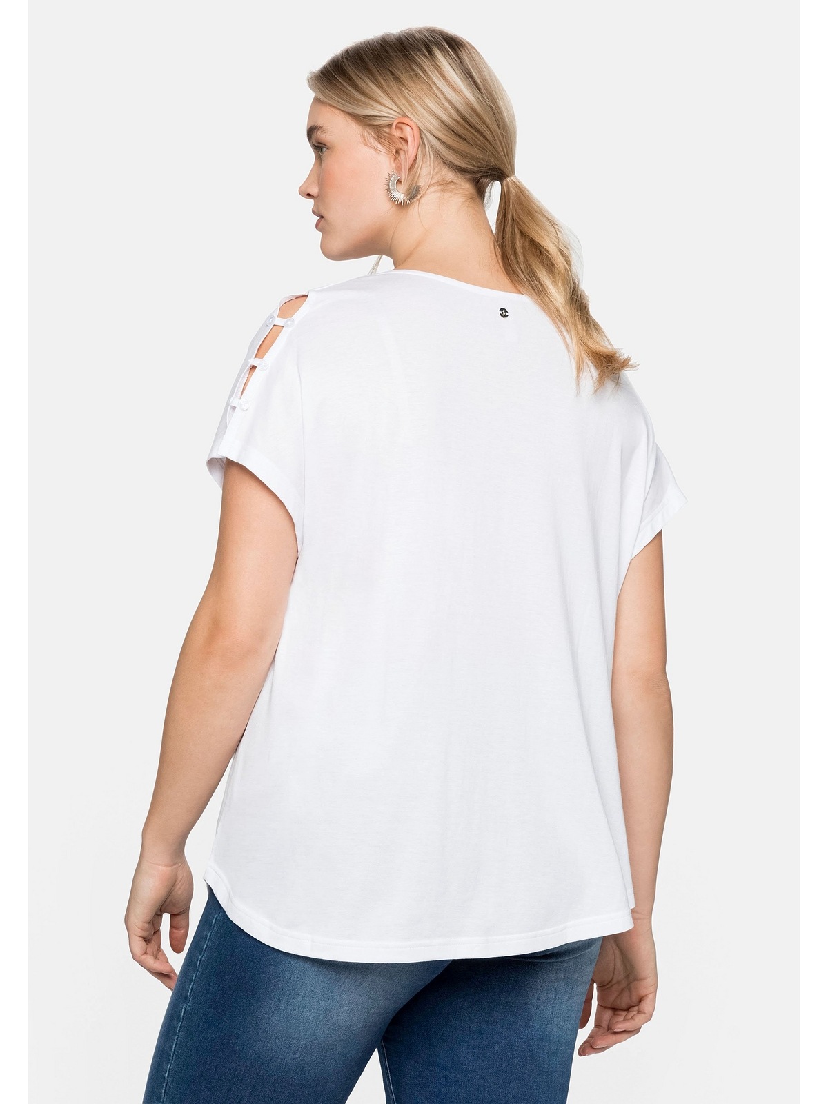 Sheego T-Shirt »Große Größen«, mit offener Schulterpartie, in leichter A- Linie shoppen | I\'m walking