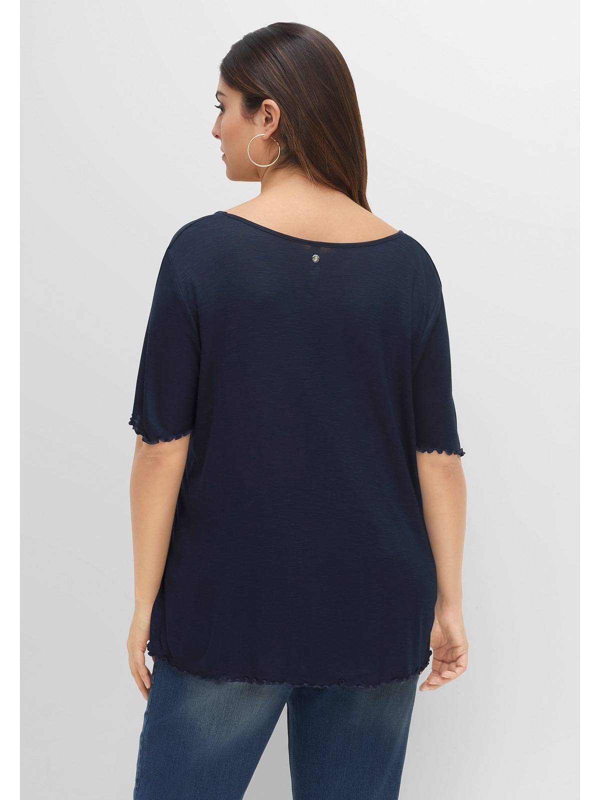 V-Ausschnitt »Große Sheego Rollkanten T-Shirt und mit kaufen weitem Größen«,