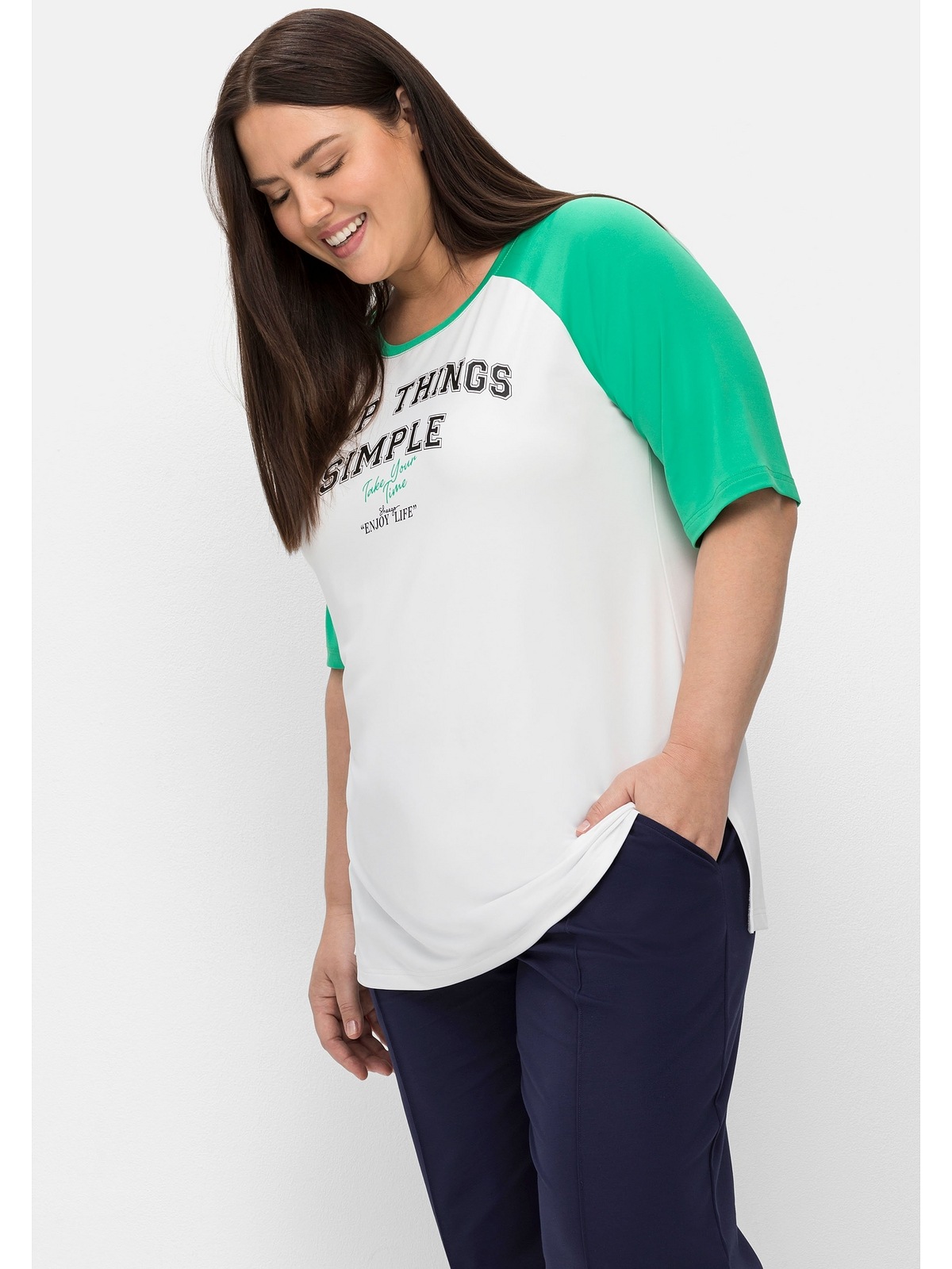 Sheego T-Shirt »Große Größen«, im aus | I\'m shoppen Funktionsware walking College-Look