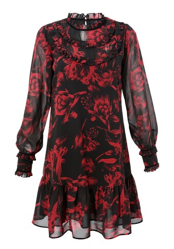 Aniston CASUAL Blusenkleid, aufwändig mit Rüschen, Samtbändern und Volant verziert kaufen