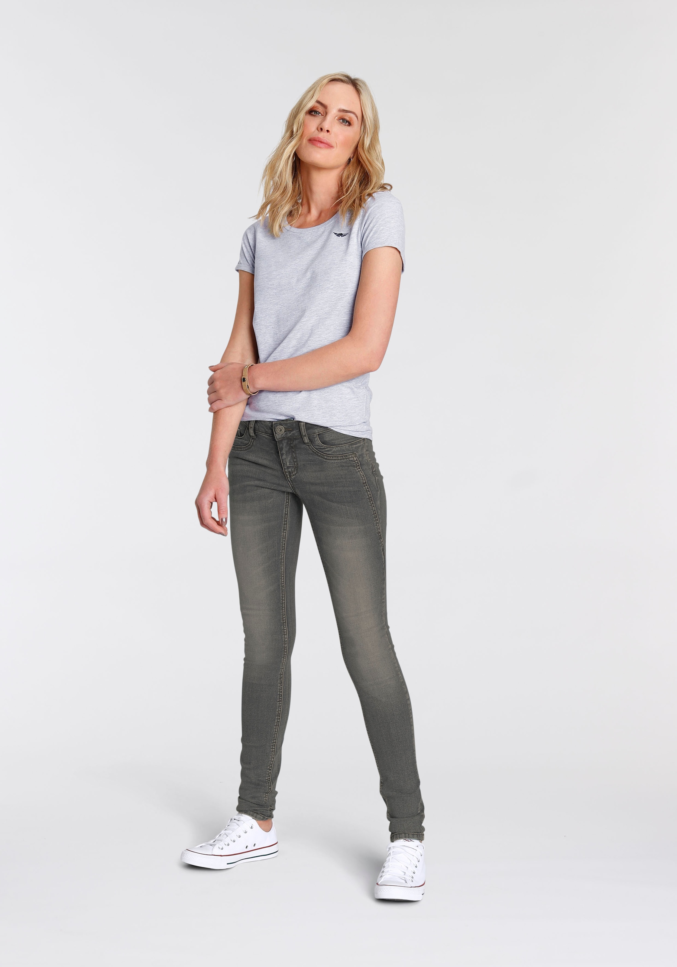 Waist Skinny-fit-Jeans I\'m | »mit Low walking Keileinsätzen«, bestellen Arizona