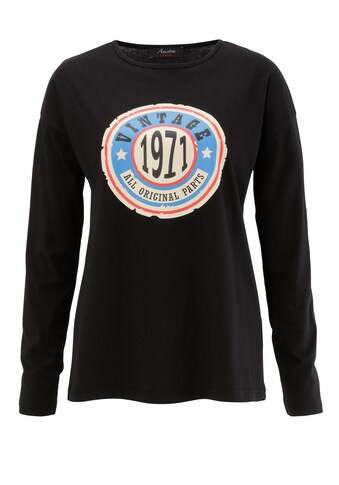 Aniston CASUAL Langarmshirt, Vorderteil mit Foliendruck und Vintage-Schriftzug - NEUE... kaufen