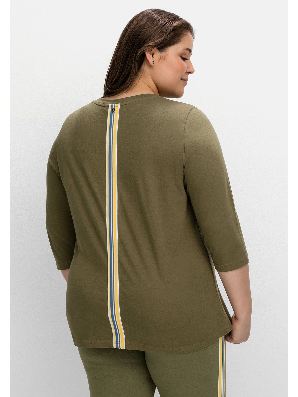 Sheego T-Shirt | und 3/4-Arm Größen«, Knopfleiste kurzer »Große I\'m walking mit bestellen