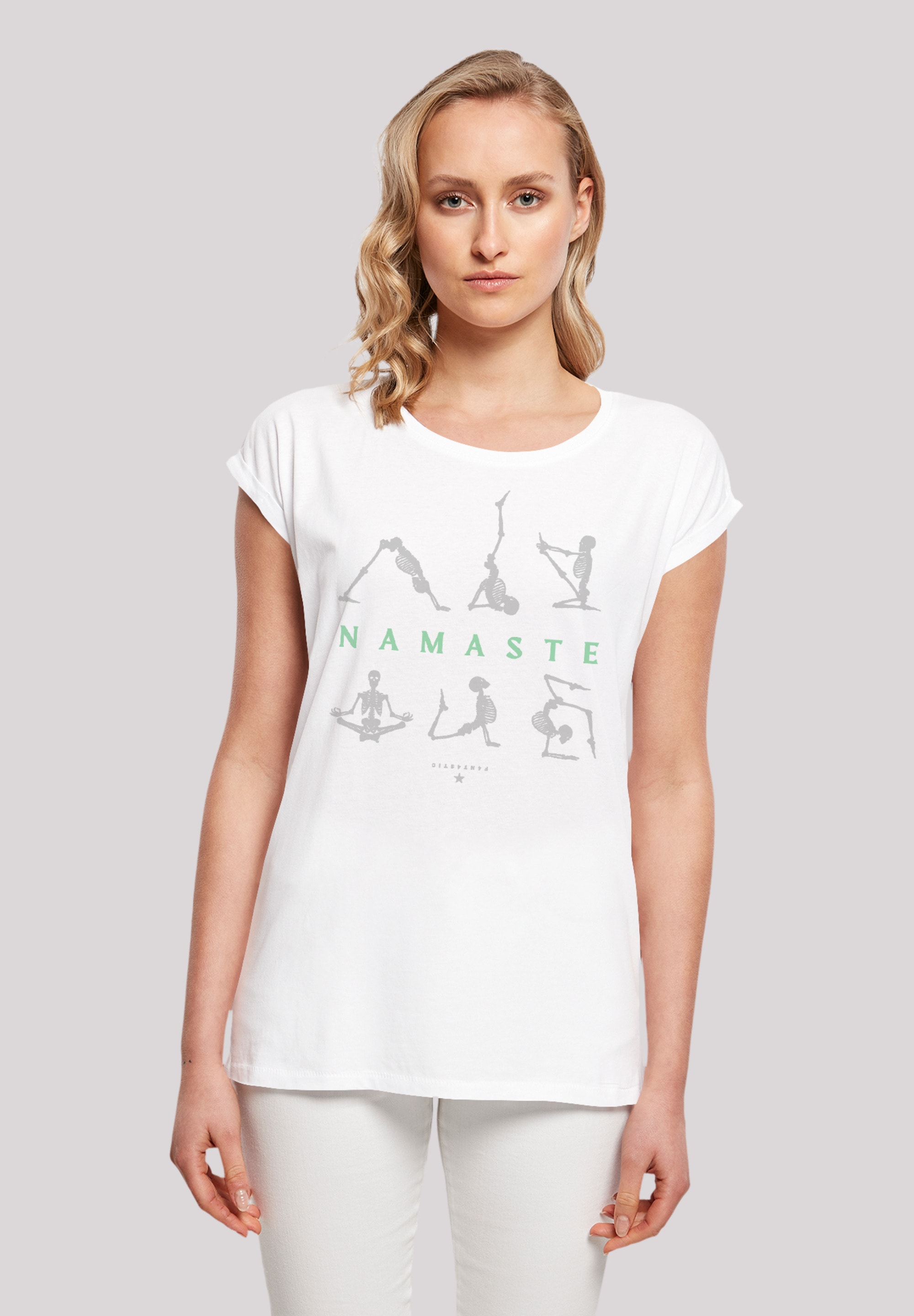 online T-Shirt kaufen Skelett | »Namaste Yoga Halloween«, I\'m Print F4NT4STIC walking