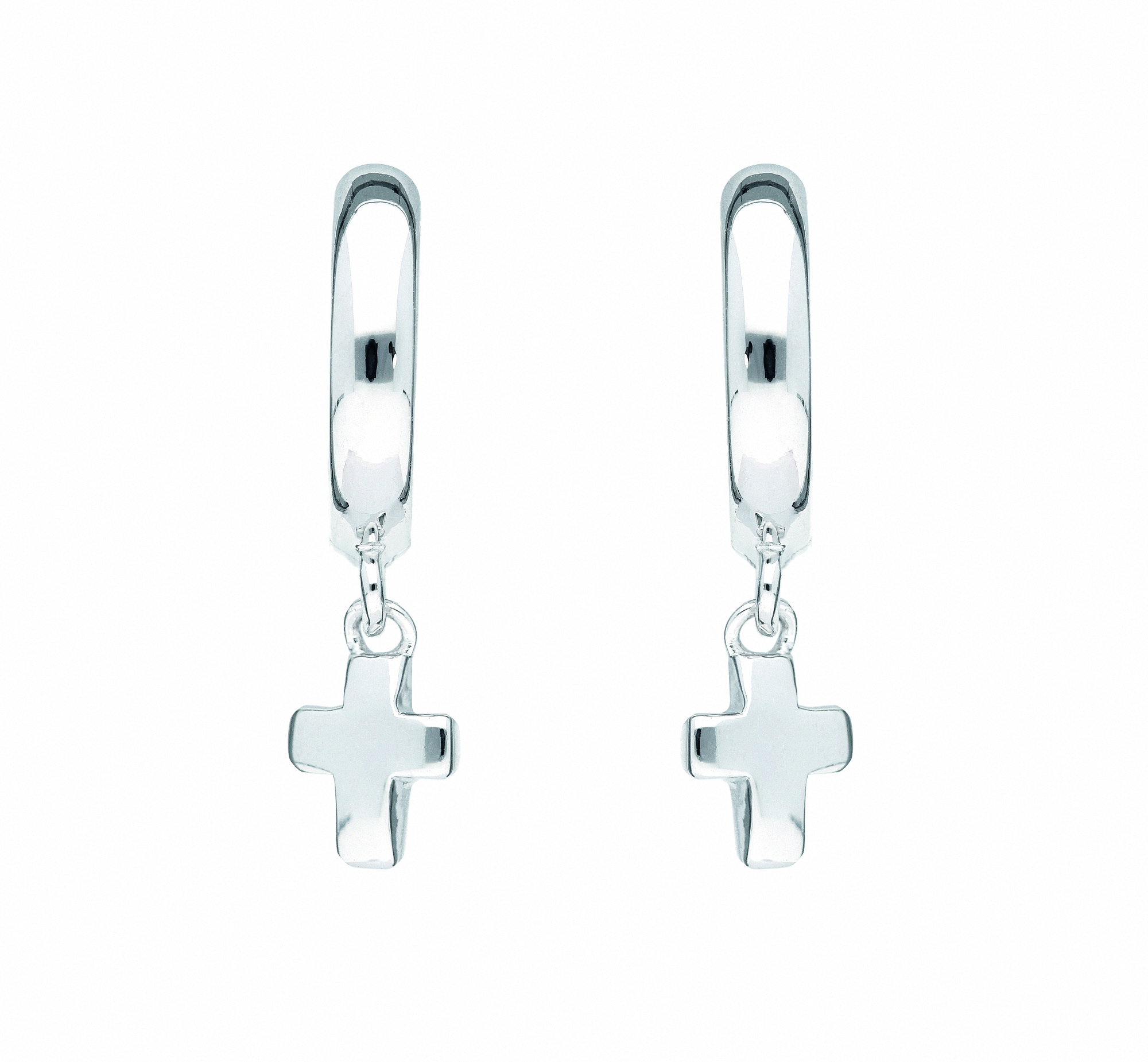 Adelia´s Paar Ohrhänger 1 Paar 925 Silber Ohrringe / Creolen Kreuz Ø 11 7  mm Silberschmuck für Damen & Herren