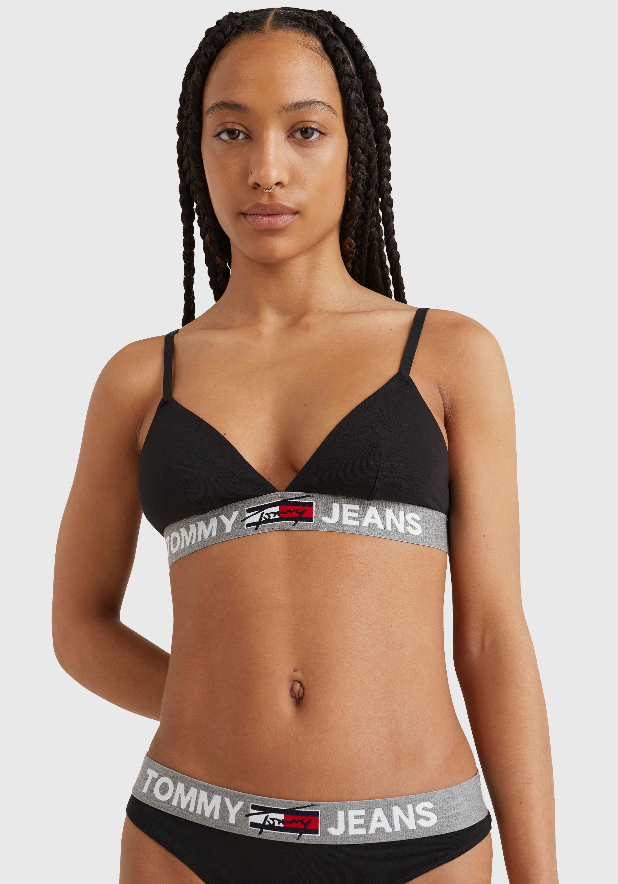 Tommy Hilfiger Underwear dem Logo-Schriftzug Wäsche Tommy & Hilfiger »TRIANGLE auf UNLINED«, auf mit Elastiktape BRALETTE Triangel-BH bestellen Rechnung
