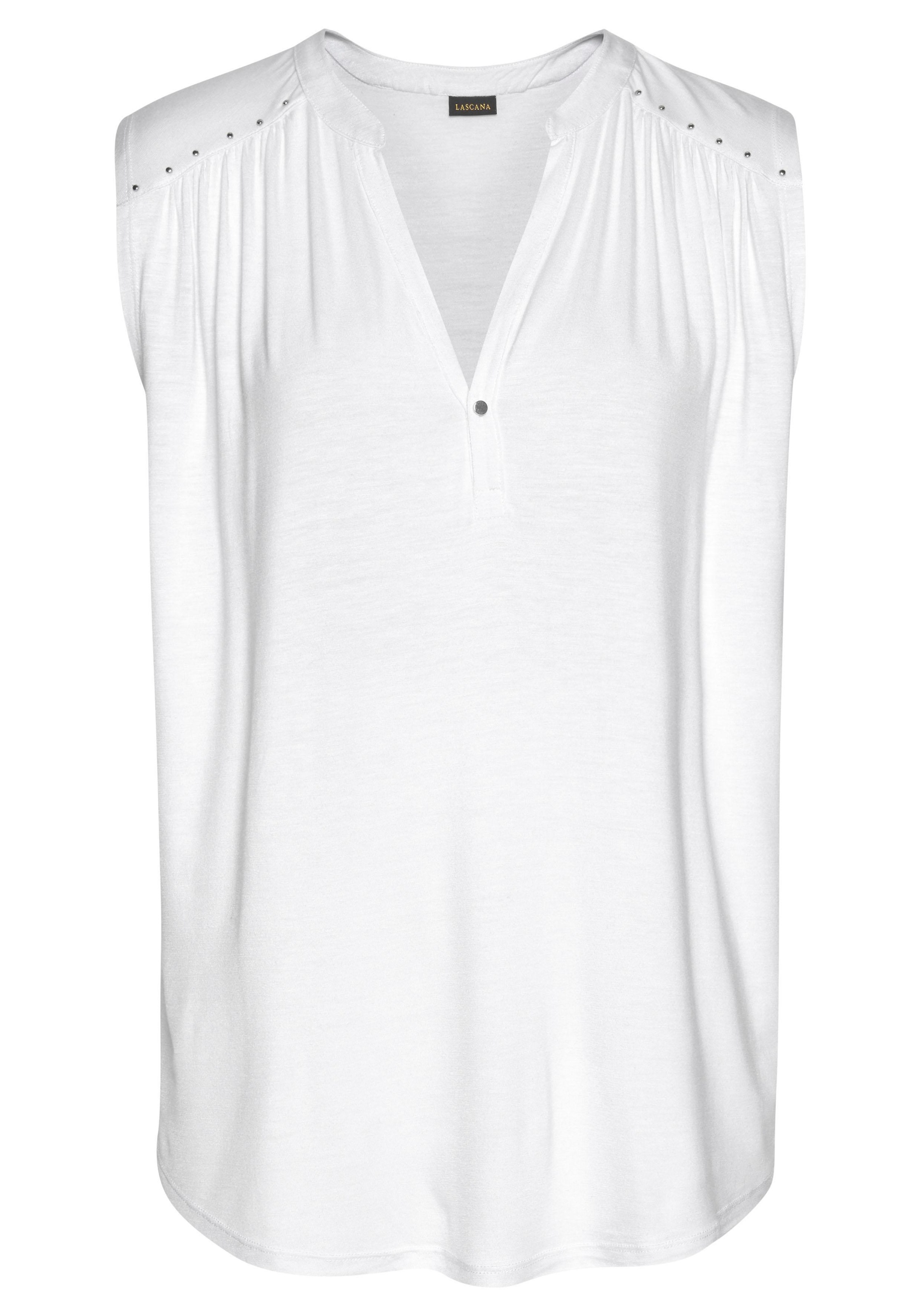 LASCANA Strandtop mit silberfarbenen Nietendetails