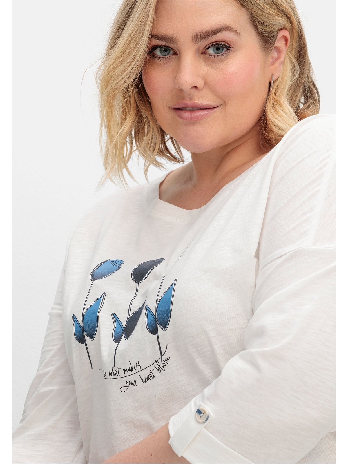 Blumen-Frontdruck Sheego T-Shirt Größen«, »Große bestellen mit
