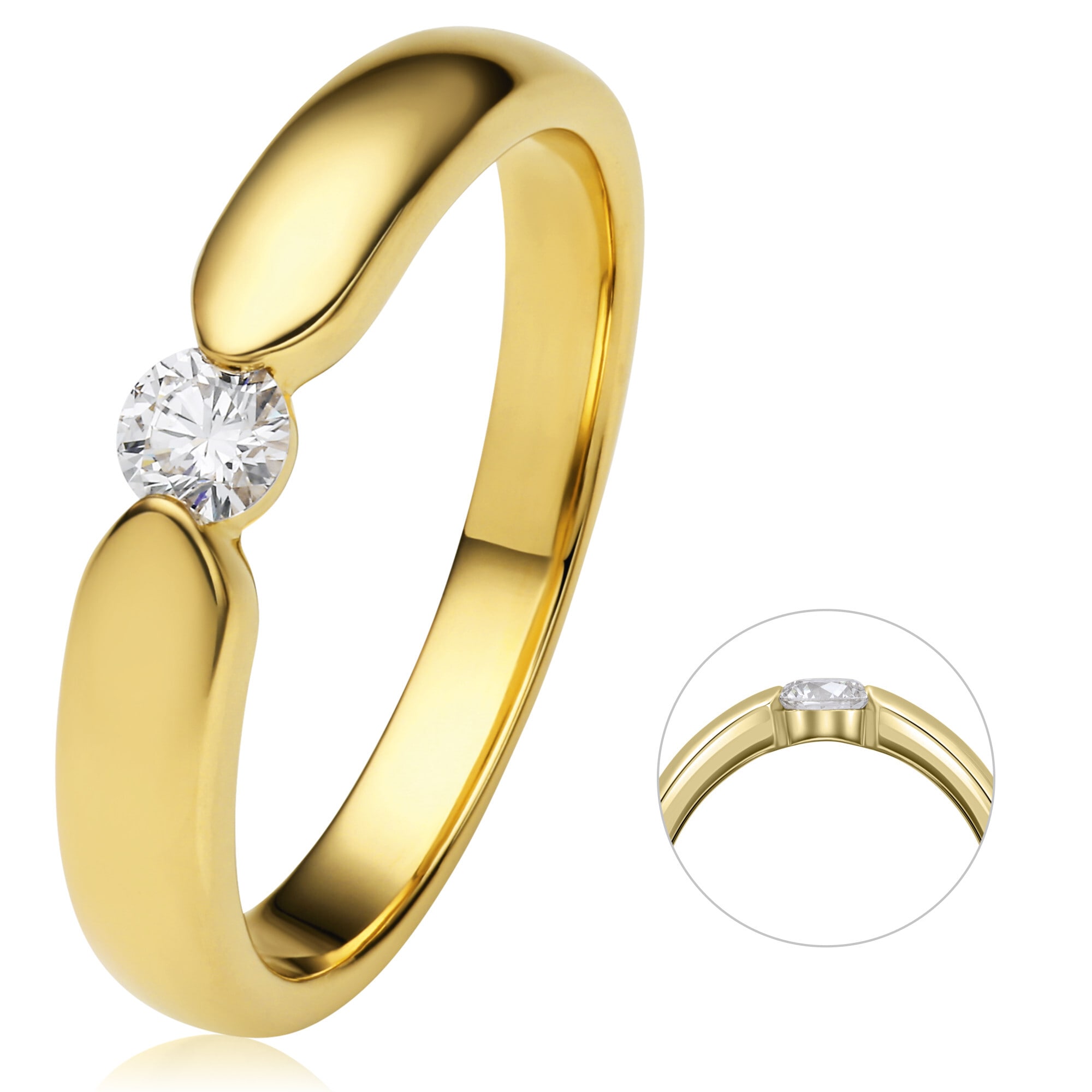 I\'m Spannfassung 750 Ring ct Spannfassung Diamantring Schmuck aus Diamant »0.17 ELEMENT kaufen | Gelbgold«, online ONE Gold walking Damen Brillant