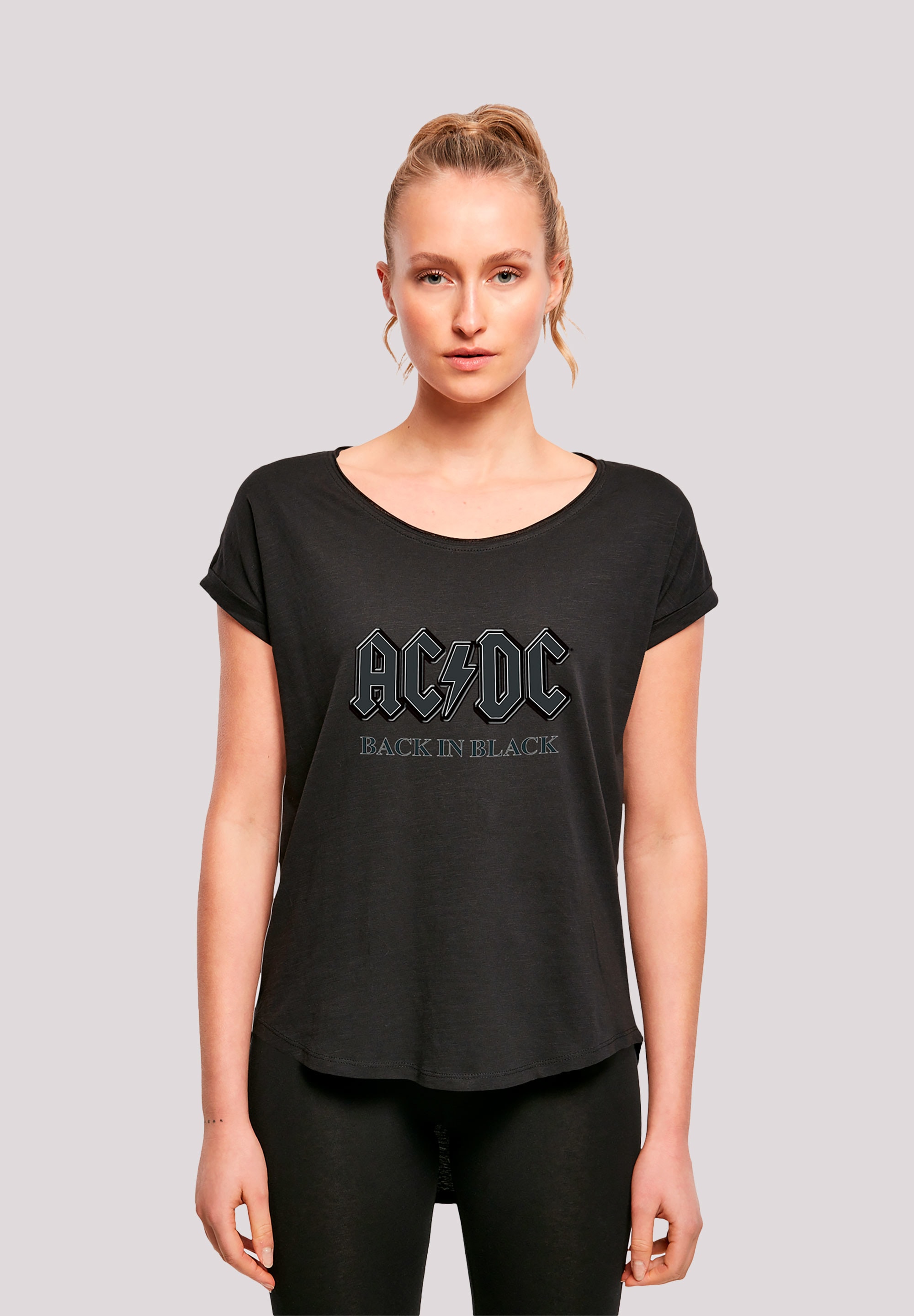 F4NT4STIC T-Shirt »ACDC Back in Black - Premium Rock Metal Musik Fan Merch«,  Damen,Premium Merch,Lang,Longshirt,Bandshirt online