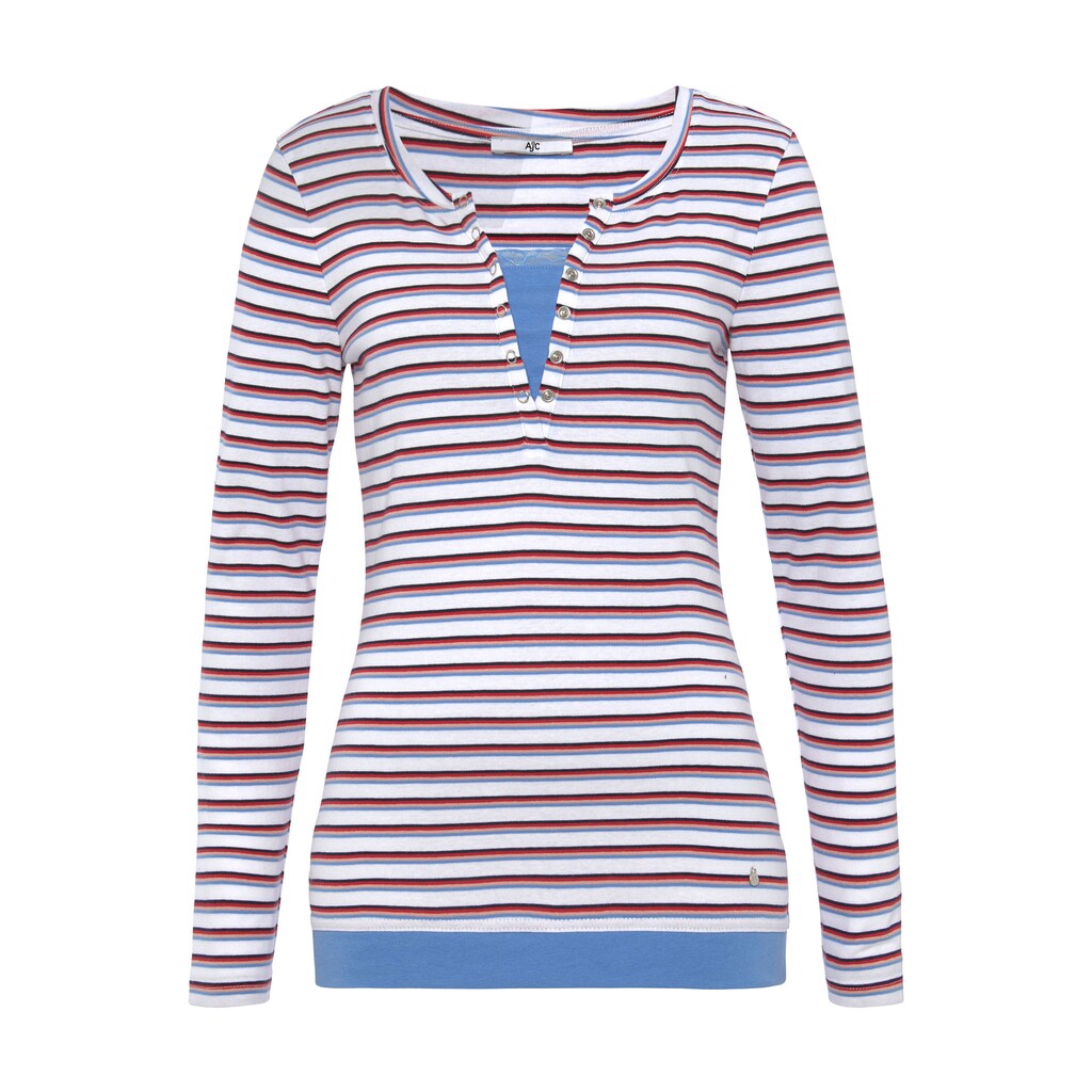 AJC 2-in-1-Langarmshirt mit geöffneter Zierknopfleiste und Spitze AJC 2-in-1-Langarmshirt mit geöffneter Zierknopfleiste und Spitze