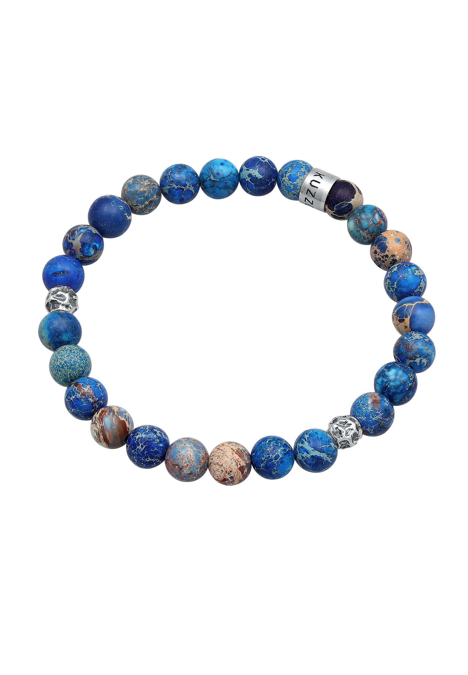 Kuzzoi Armband »Herren Silber« Perlen I\'m 925 Achat Blau Beads | walking