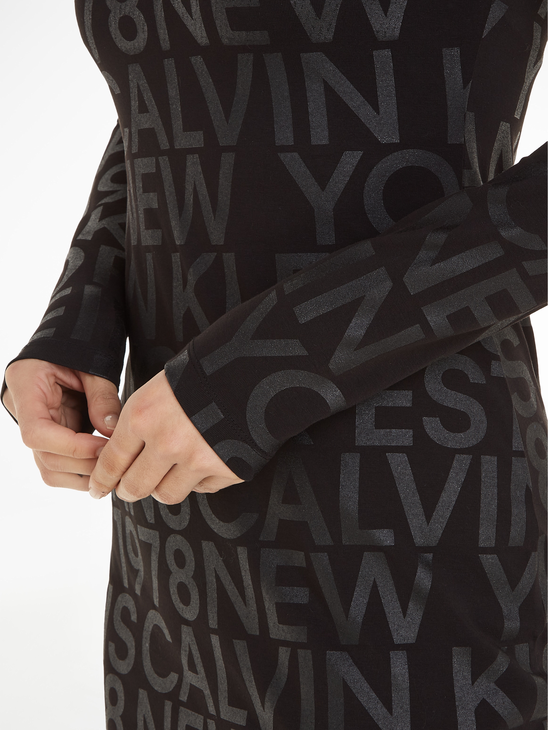 SLEEVE online LONG »LOGO Calvin DRESS« AOP Minikleid Jeans Klein