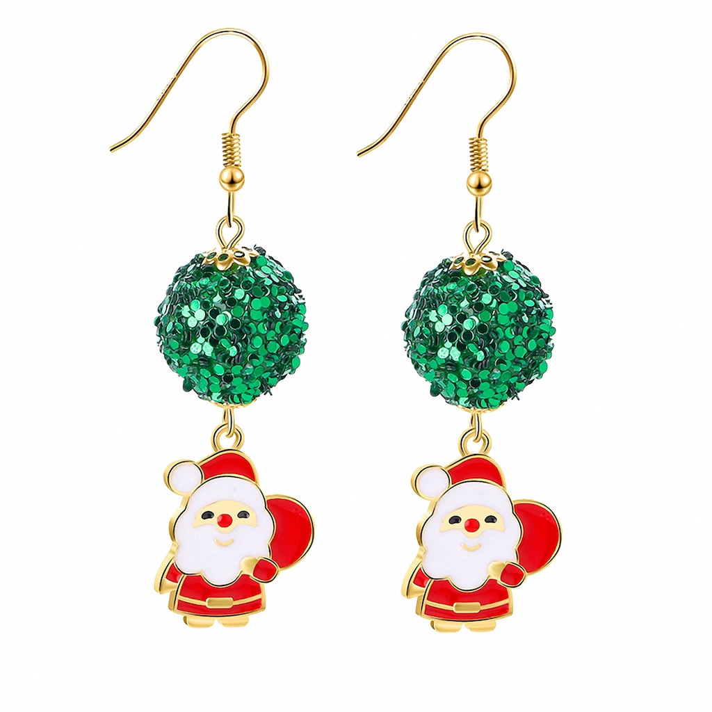 Adelia´s Paar Ohrhänger Weihnachtsschmuck Ohrhänger Weihnachtsmann mit Strass Kristallen Weihnachtsschmuck