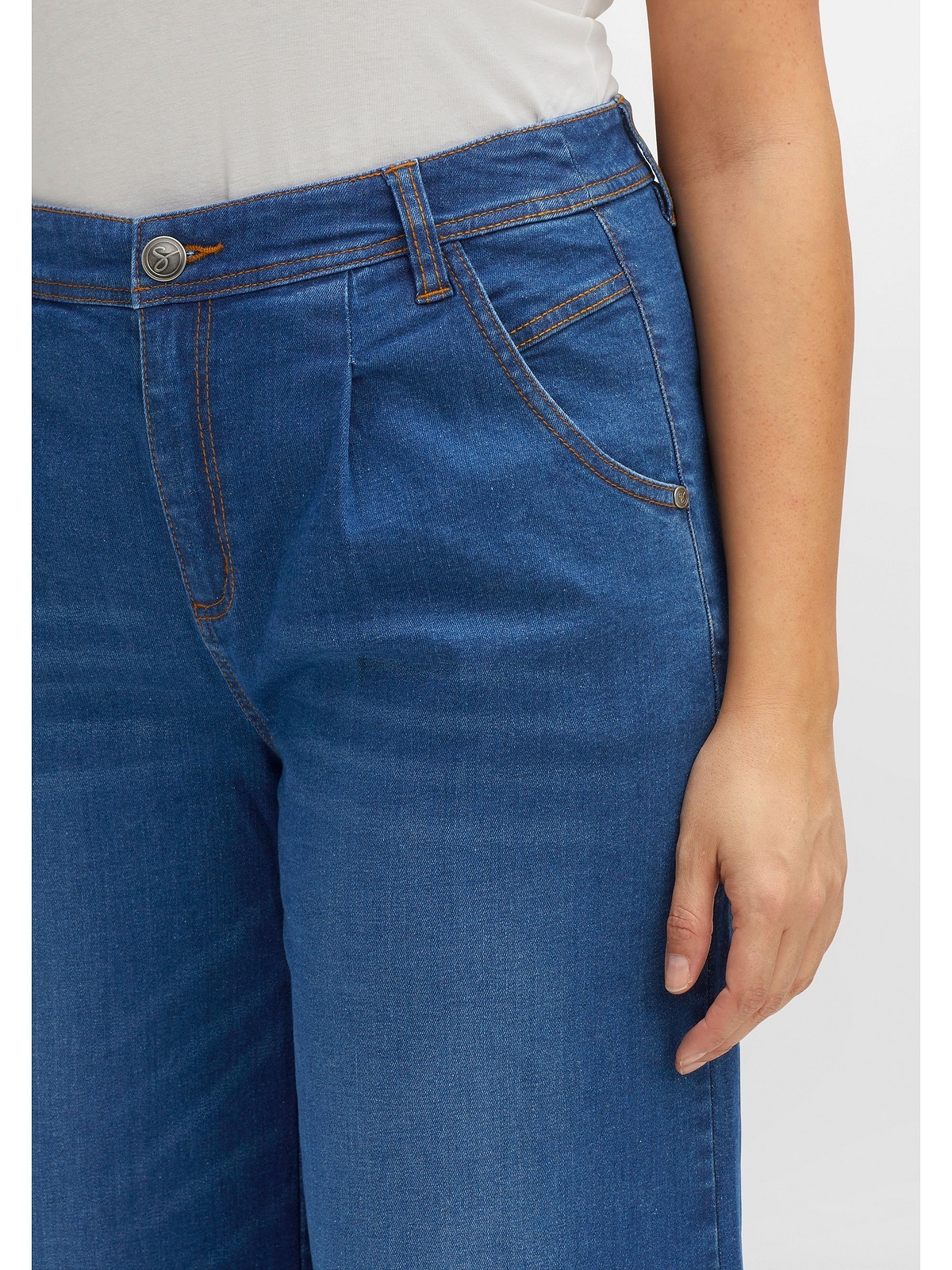 Sheego Stretch-Jeans »Große Größen«, als Culotte I\'m walking online Bundfalten | mit