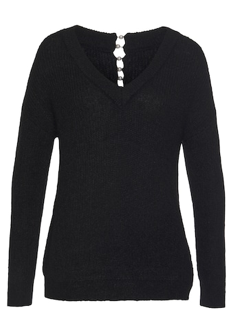 LASCANA V-Ausschnitt-Pullover, mit Zierperlen im Rücken kaufen
