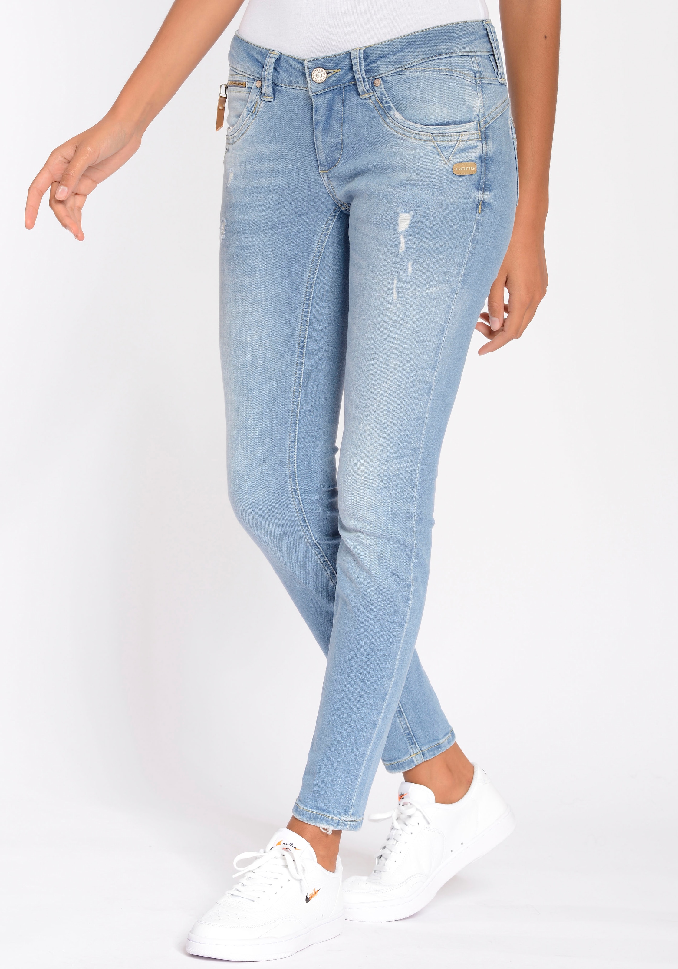 GANG Skinny-fit-Jeans »94NIKITA«, mit leichten Destroyed Effekten online | Stretchjeans