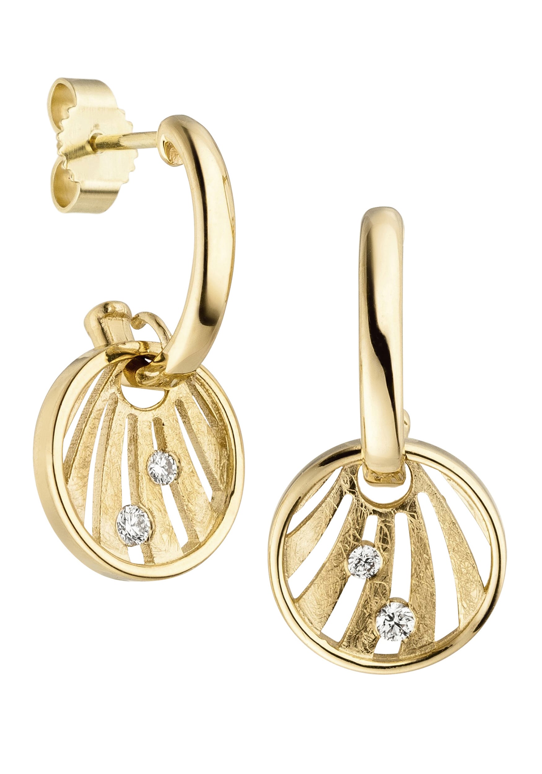JOBO Paar Creolen »Ohrringe mit 4 Diamanten«, 585 Gold eismatt online  kaufen | I'm walking