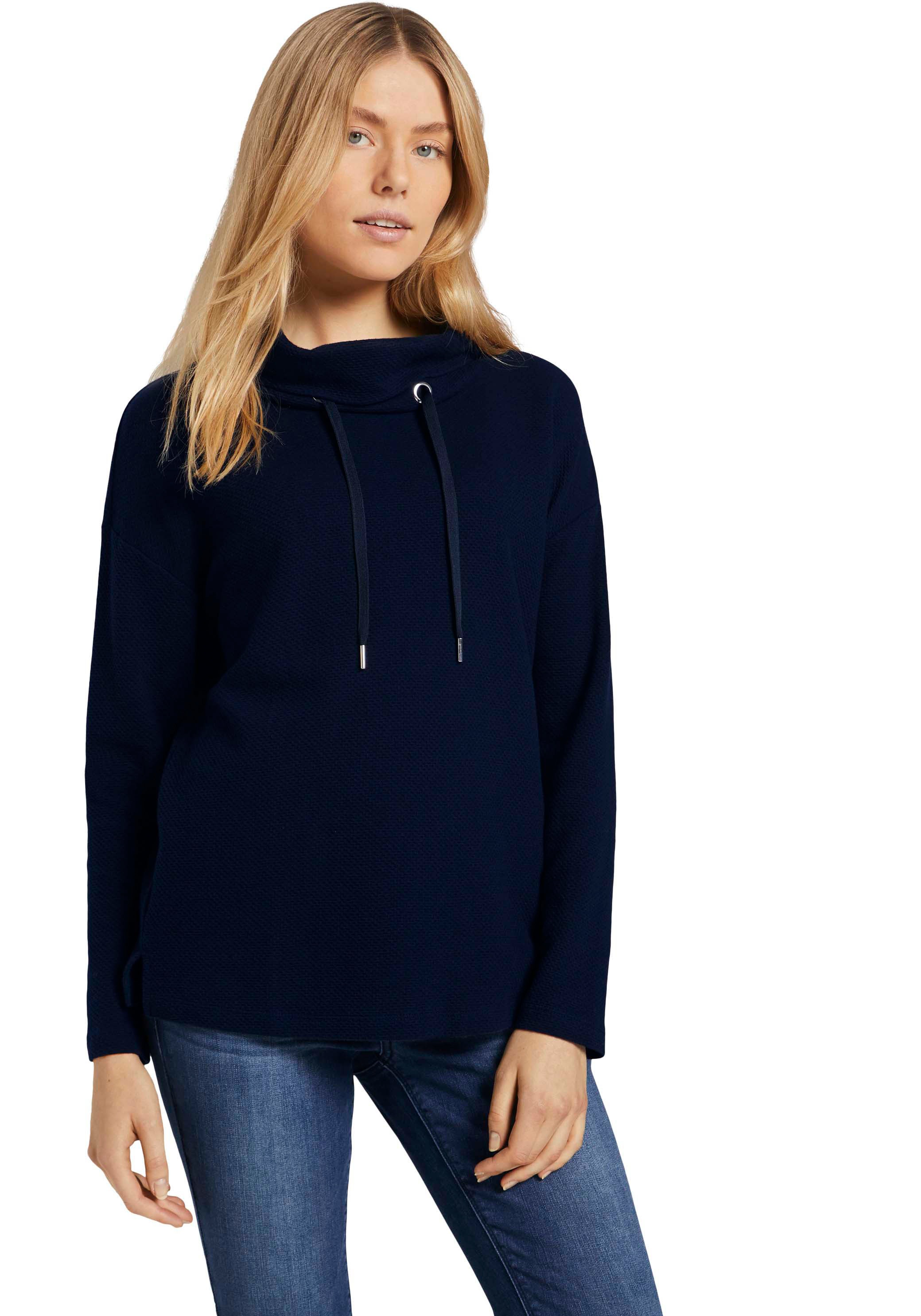 TOM TAILOR Sweatshirt Strukturiertes Sweatshirt mit Rollkragen mit Rollkragen