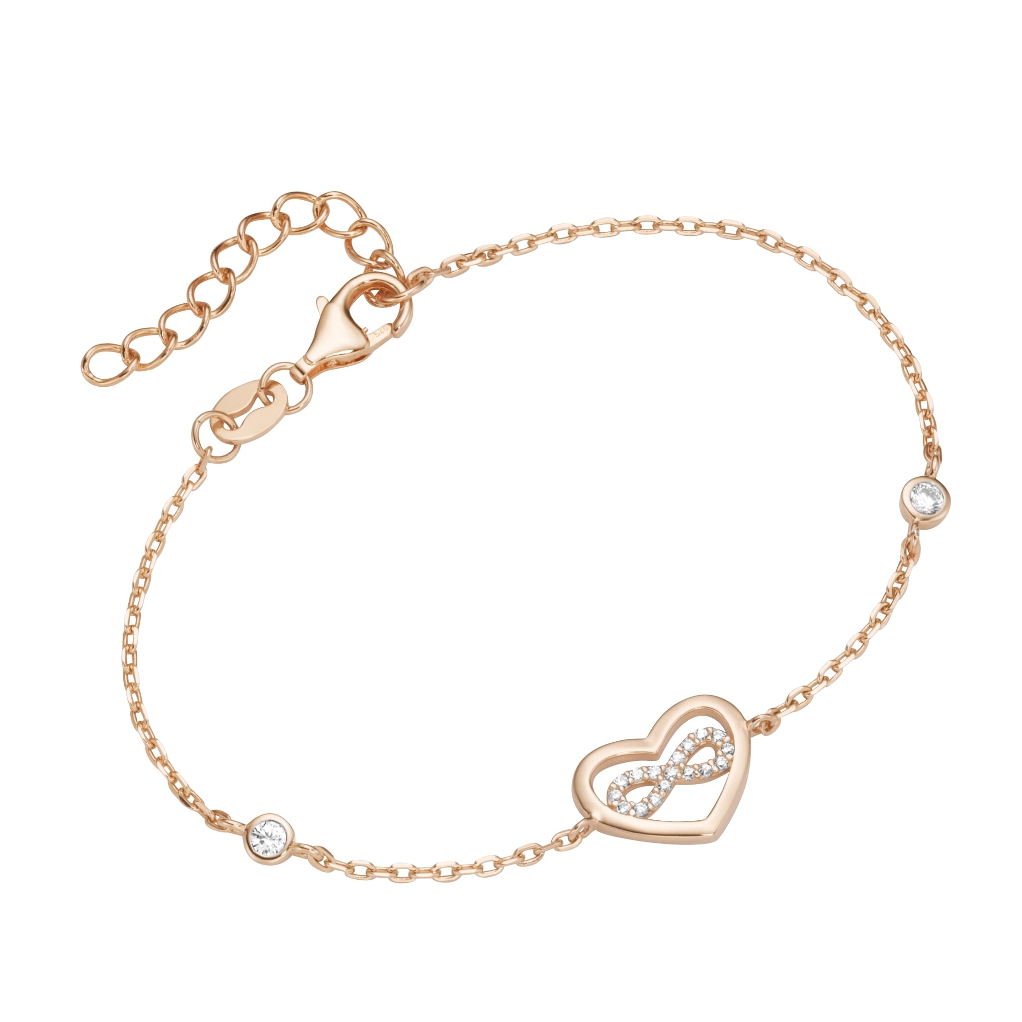 Infinity Silber Smart mit Jewel Armband Zeichen Herz 925 Zirkonia Steine -