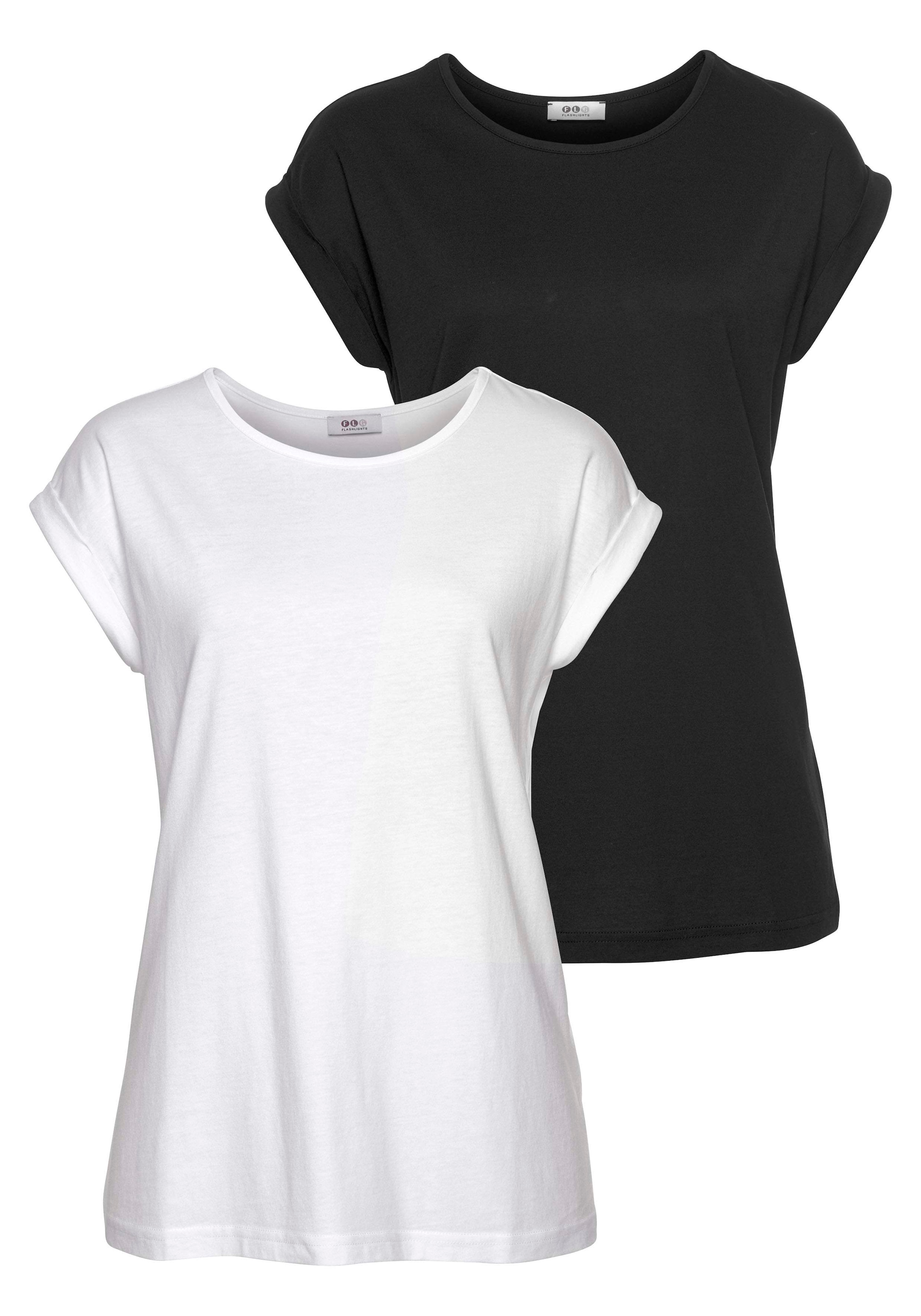 Flashlights T-Shirt, (2er-Pack), mit überschnittenen Schultern & kleinem  Ärmelaufschlag online | I\'m walking