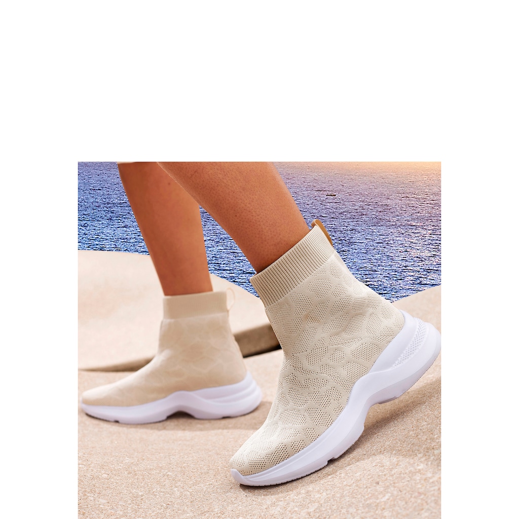 LASCANA Sneaker, Slipper, Boot, Freizeitschuhe, High Top, elastisches Material VEGAN