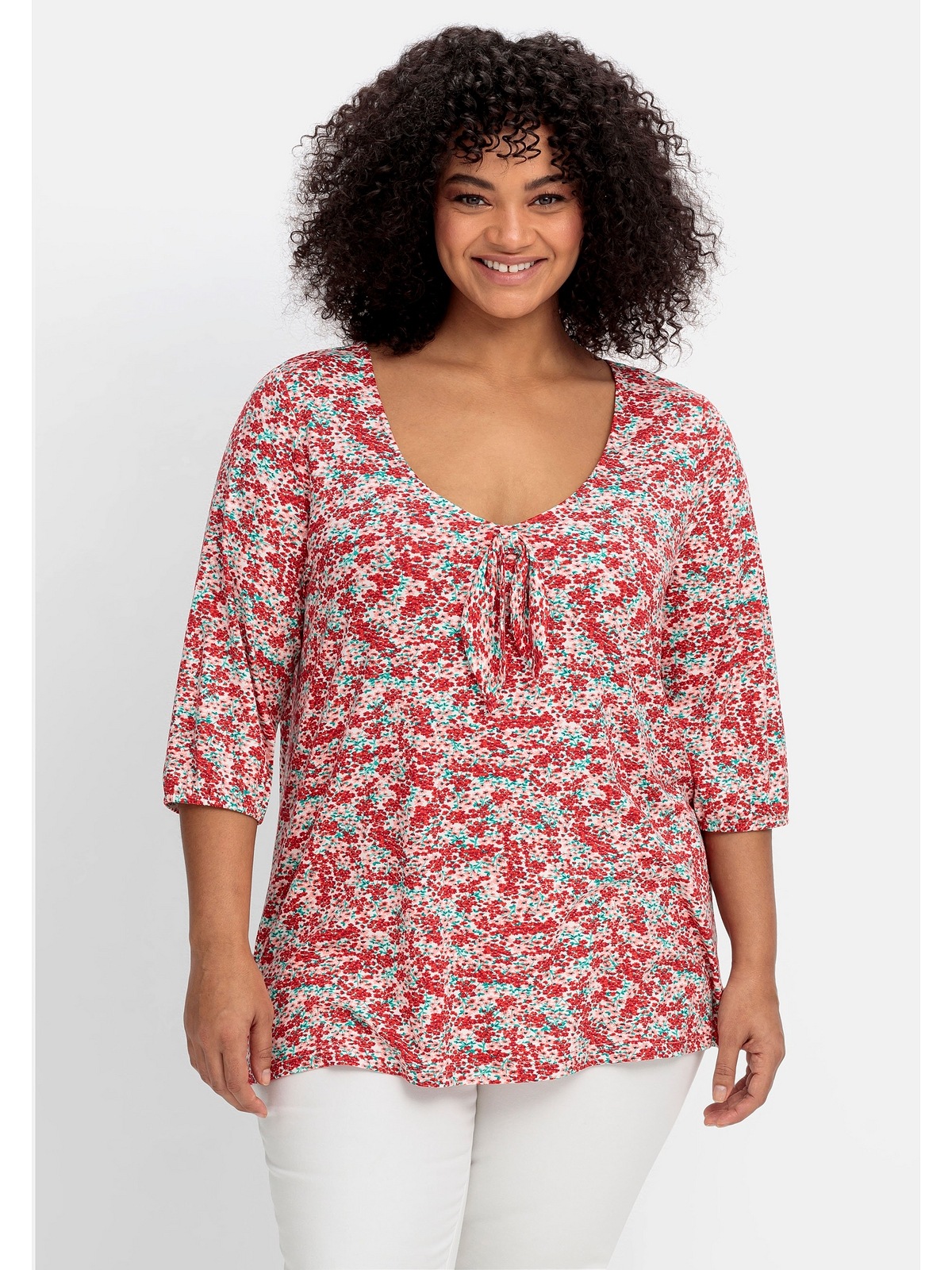 sheego by Joe Browns T-Shirt »Shirt«, mit Allover-Blumendruck und tiefem Ausschnitt kaufen