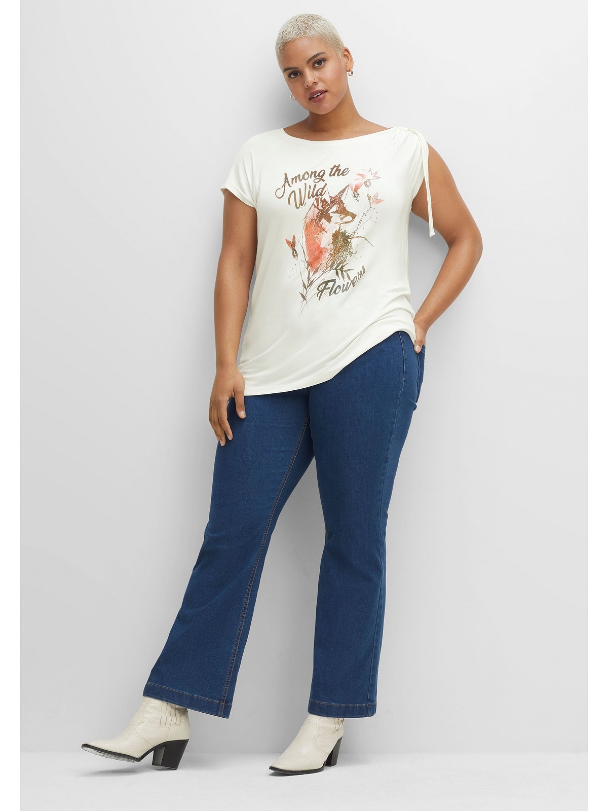 sheego by Joe Browns T-Shirt »Große Größen«, mit Raffung und Bindeband an  der Schulter online