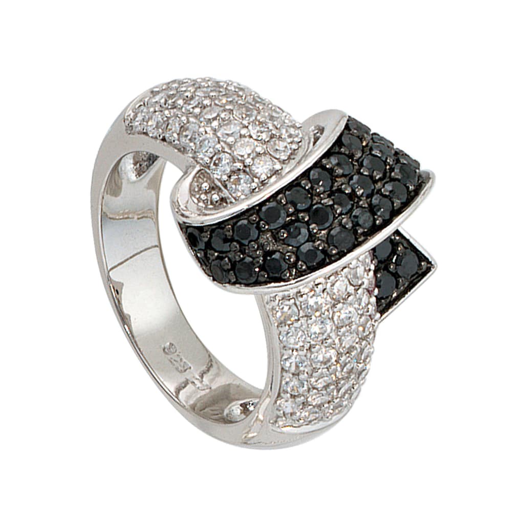 JOBO Silberring Ring mit Zirkonia 925 Silber rhodiniert JOBO Silberring Ring mit Zirkonia 925 Silber rhodiniert